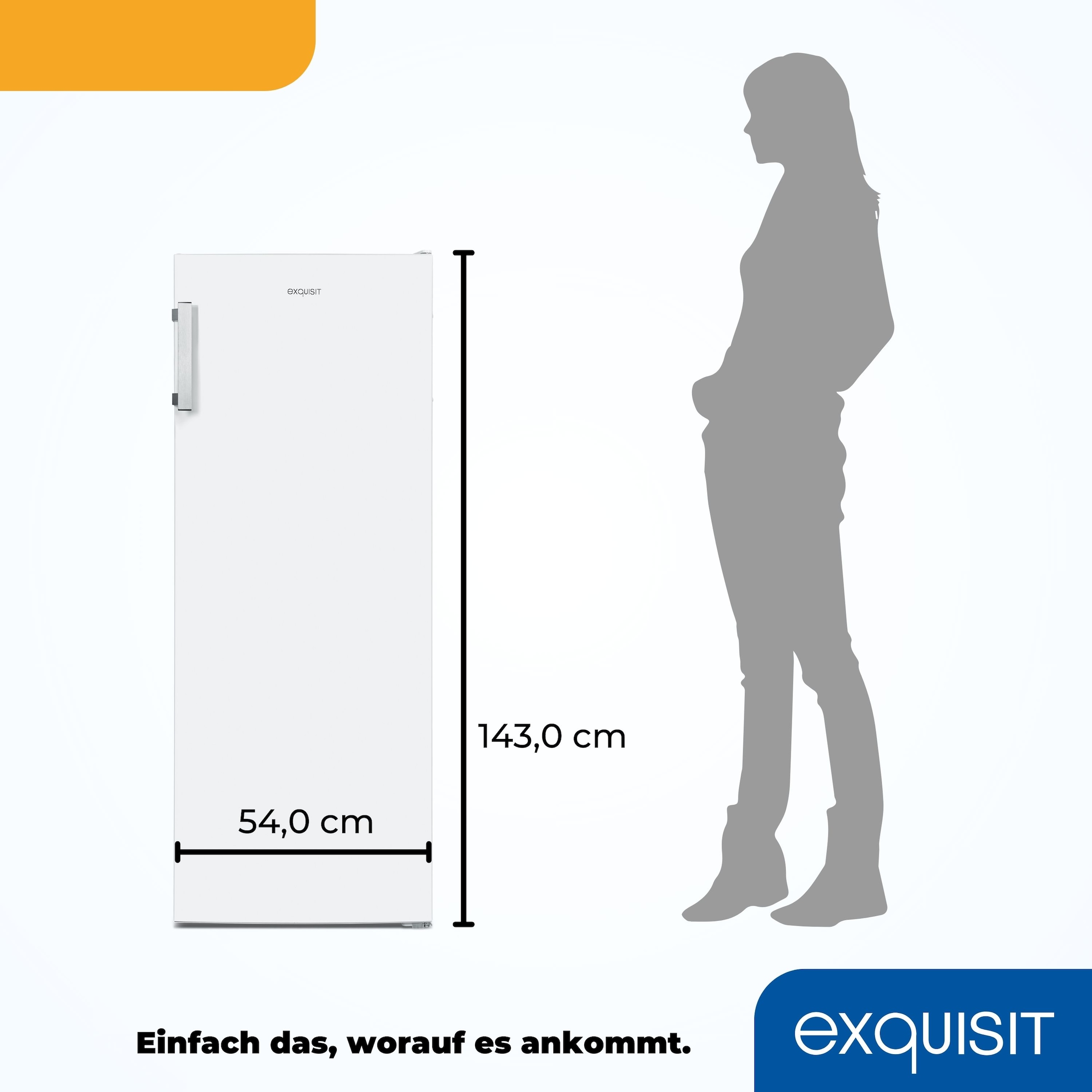 exquisit Gefrierschrank »GS231-NF-H-040D weiss«, 143 cm hoch, 54 cm breit, 161 Liter Nutzinhalt, NoFrost, Schnellgefrieren