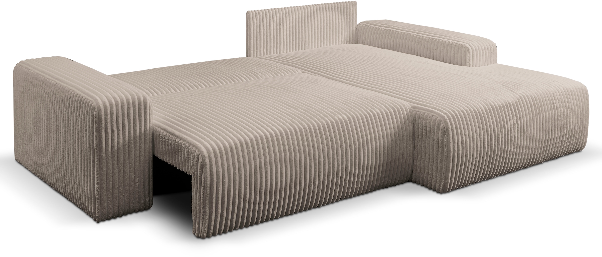 WERK2 Ecksofa »Hugo-L L-Form«, Design Ecksofa in Cord mit Schlaffunktion & Bettkasten