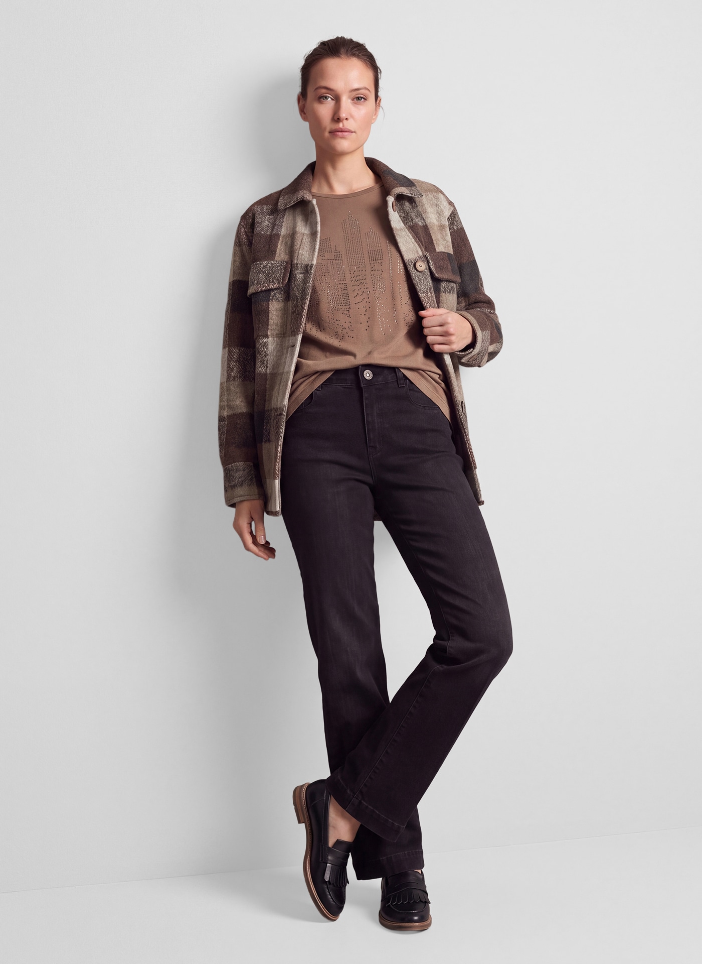 Rabe Hemdjacke ohne Kapuze im Karo-Look und mit Knopfleiste