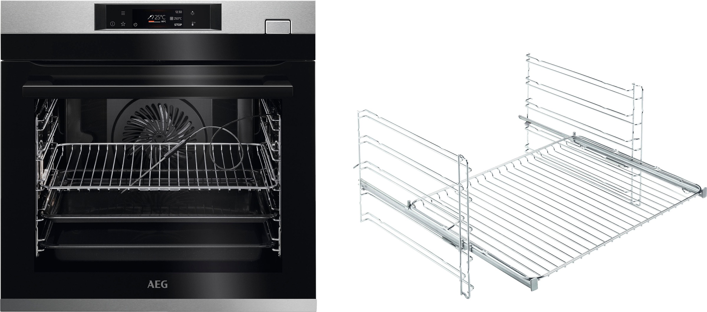 AEG Einbaubackofen Serie 8000 »BSE78228BM«, mit Vollauszug, Steam Clean
