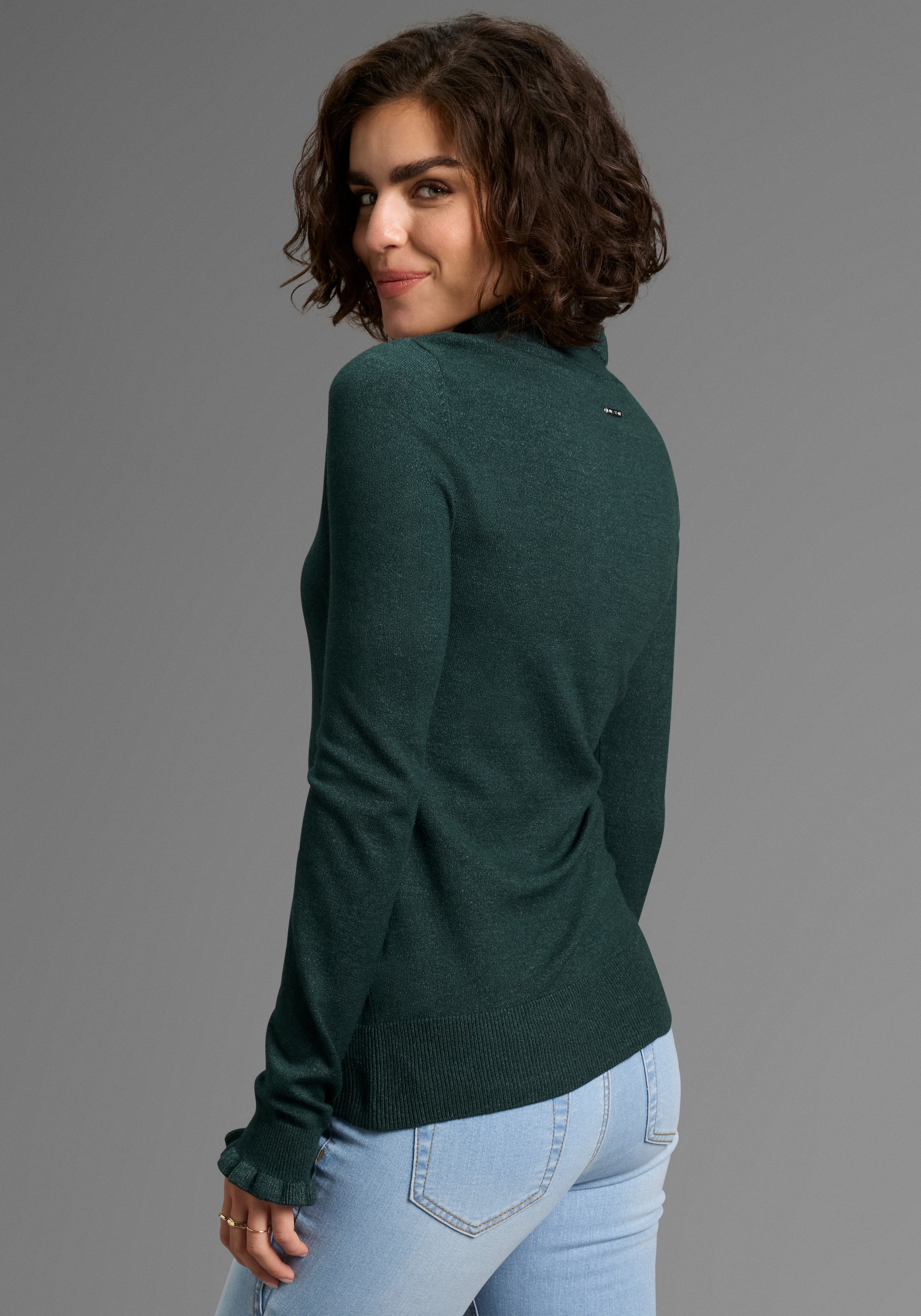 Laura Scott Stehkragenpullover, mit süßem Volant-Ausschnitt - NEUE KOLLEKTION