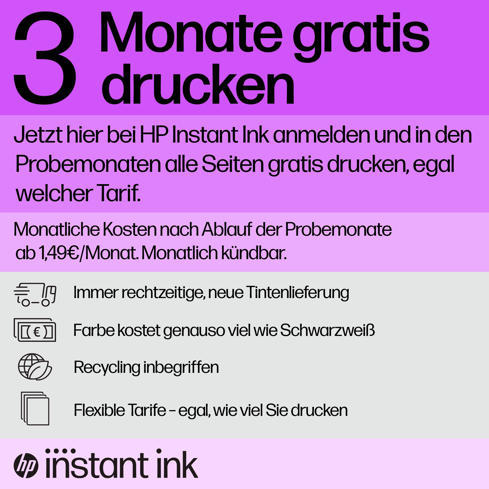 HP Tintenpatrone »305« 3 Probemonate gratis drucken