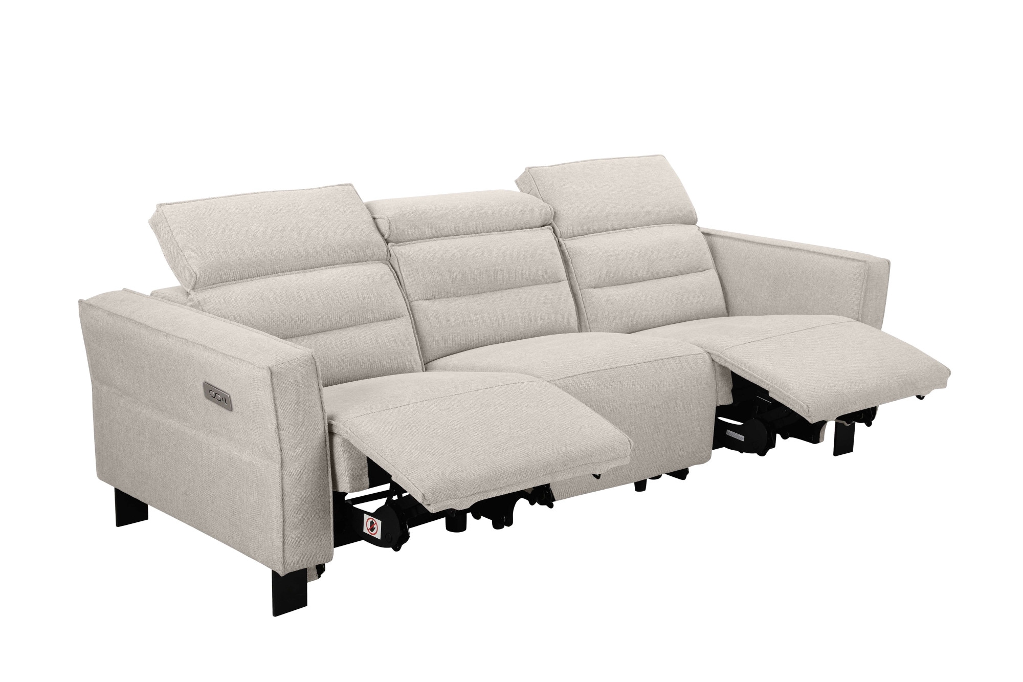 Places of Style 3-Sitzer »Carpari, 224cm, manuelle od. elektrische Relaxfunktion in 2 Sitzen«, mit USB-A/C, Kopfteilverstellung, Echtleder, Kunstleder, Webstoff