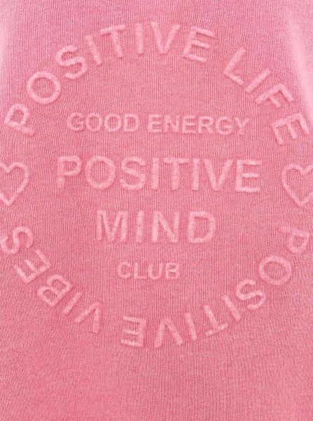 Zwillingsherz Sweatshirt »"Positive Mind"«, ausgefranster V-Ausschnitt, Used Look, Langarm, Schriftzug