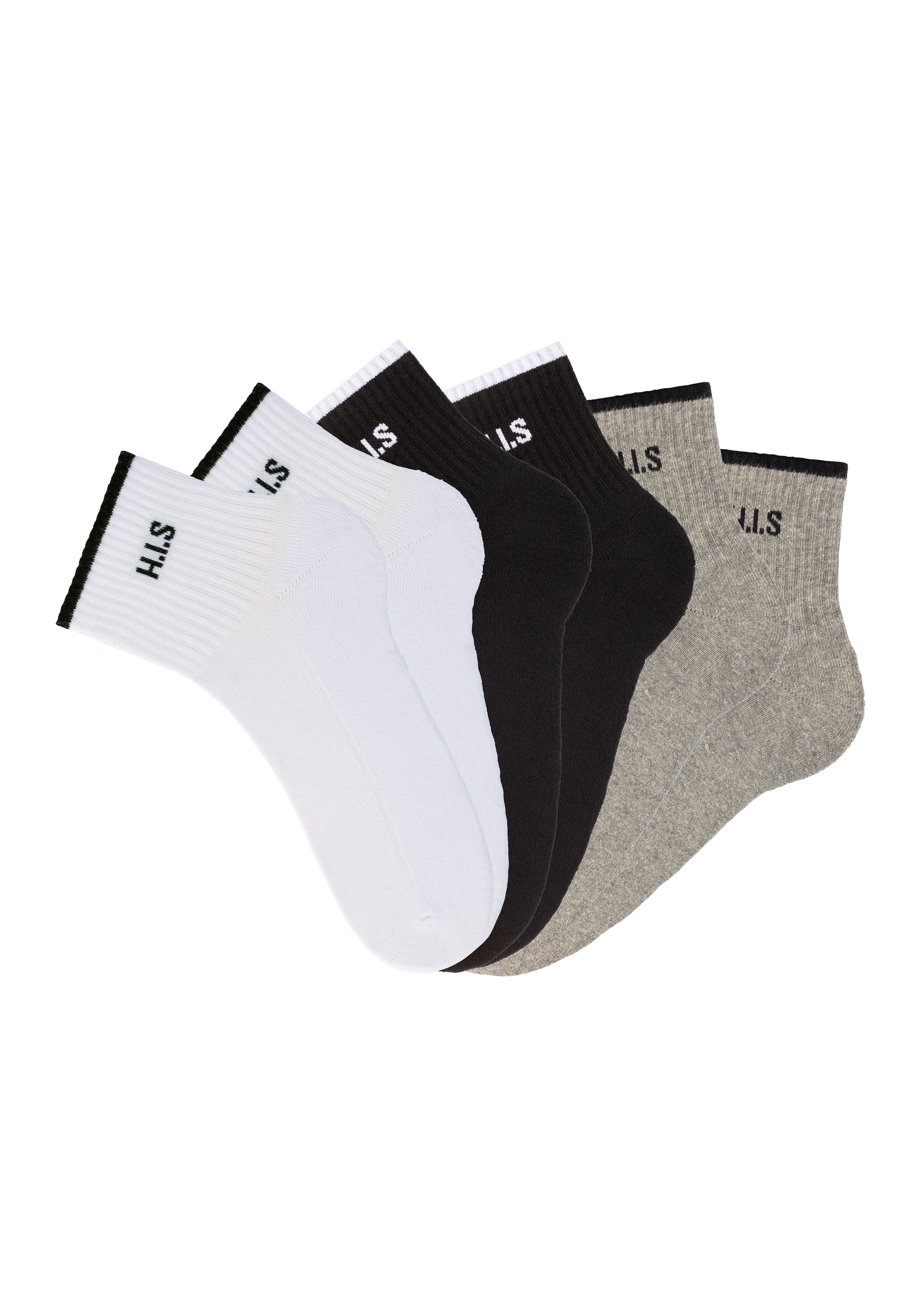 H.I.S Sportsocken »Kurzsocken«, (Packung, 6 Paar), mit Frottee & verstärkten Belastungszonen