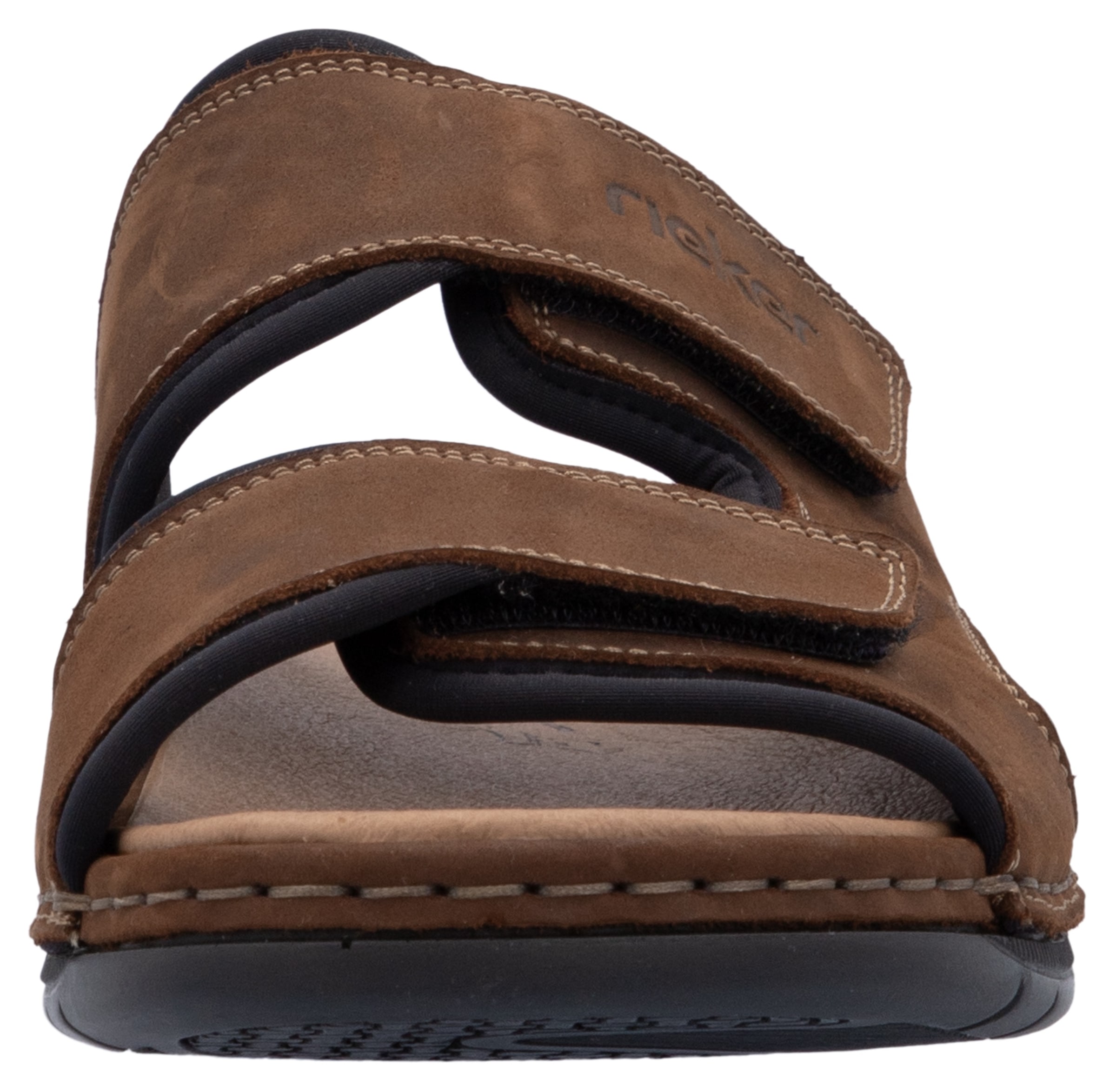 Rieker Pantolette  Hausschuh, Sommerschuh, Urlaubschuh mit dezentem Logoschriftzug