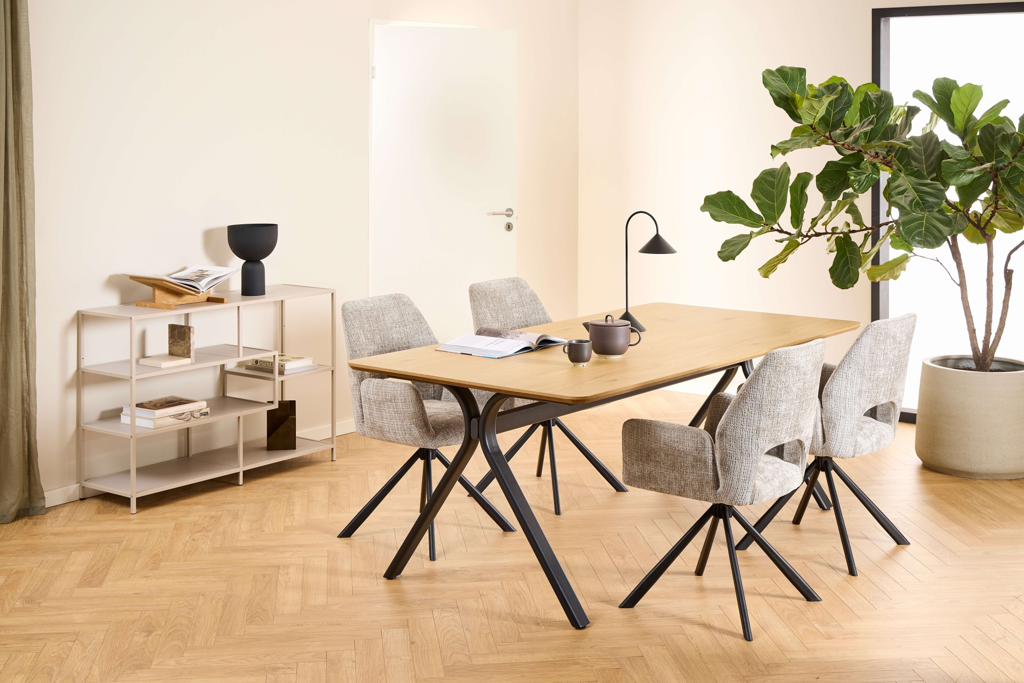 ACTONA GROUP Esszimmerstuhl »Graham 2er Set mit Armlehnen - drehbar & gepolstert, mehreren Farben« (Set) 2 Stk.Stoff, dekorativer Cut-Out, Drehfunktion, 4-Stern-Gestell, FSC™
