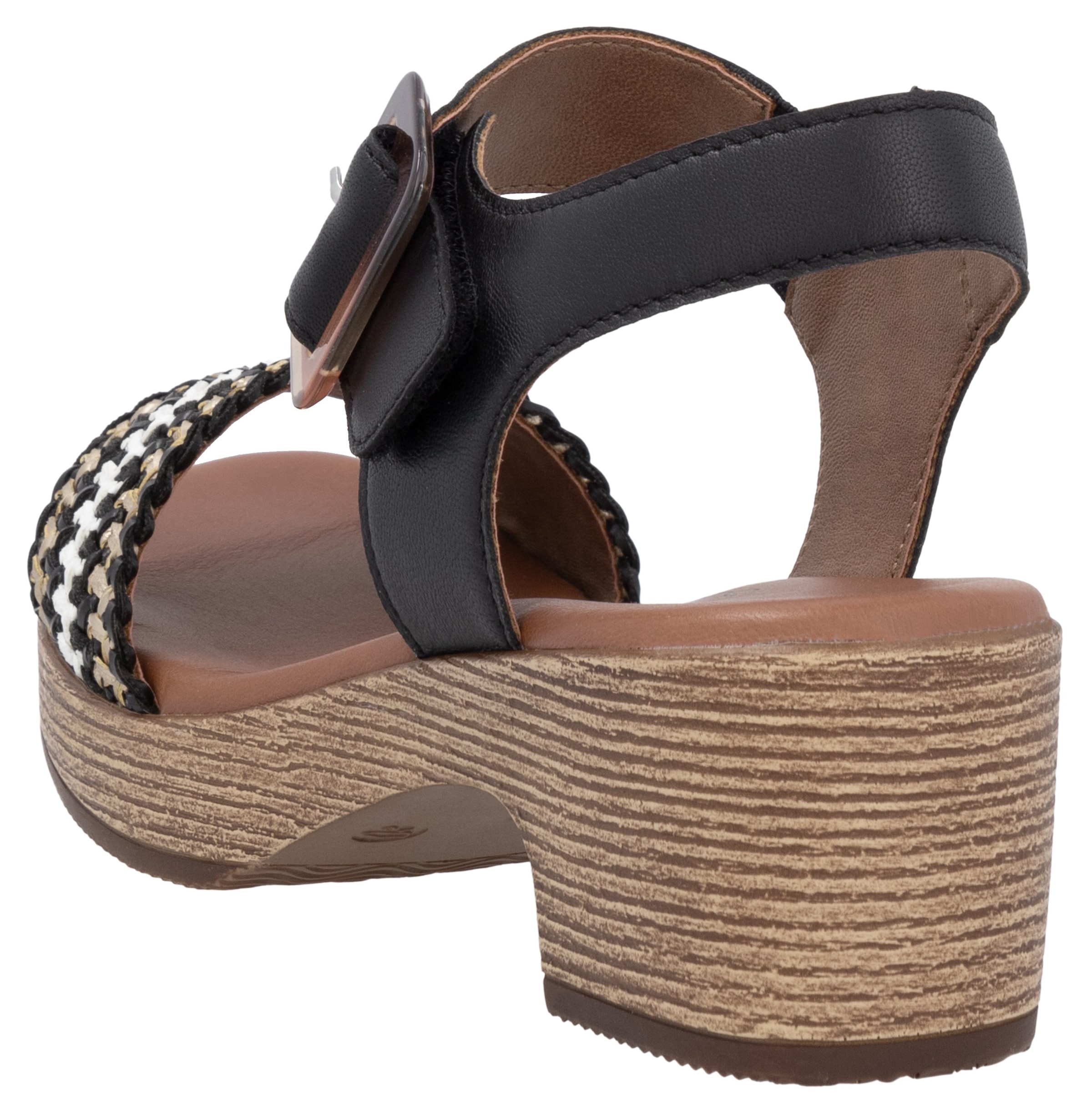 Remonte Sandalette, Blockabsatz, Plateau, Sandale, Sommerschuh mit Bandage in Bastoptik