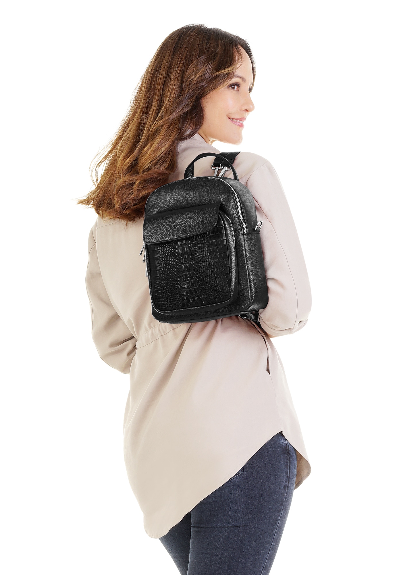 Cluty Cityrucksack, echt Leder, Made in Italy