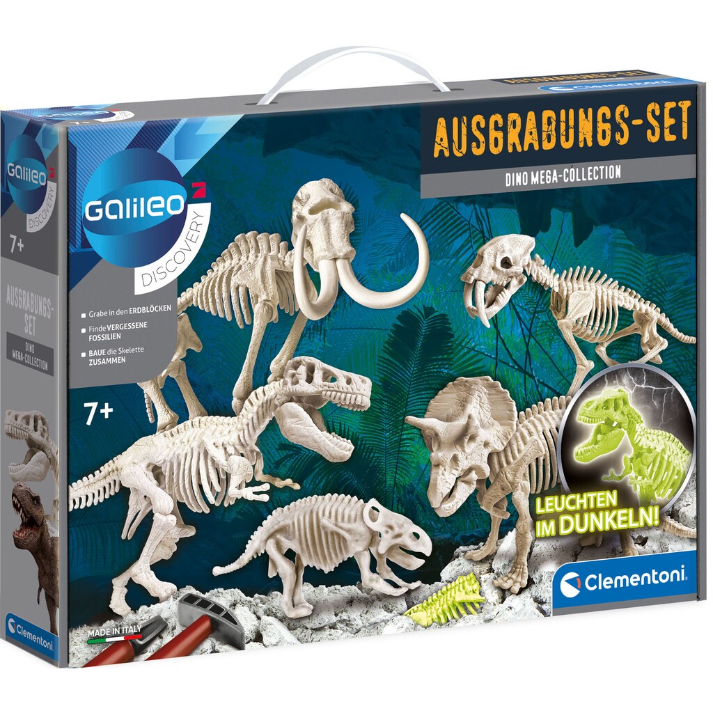 Clementoni® Experimentierkasten »Galileo, Ausgrabungs-Set Dino Mega-Collection«
