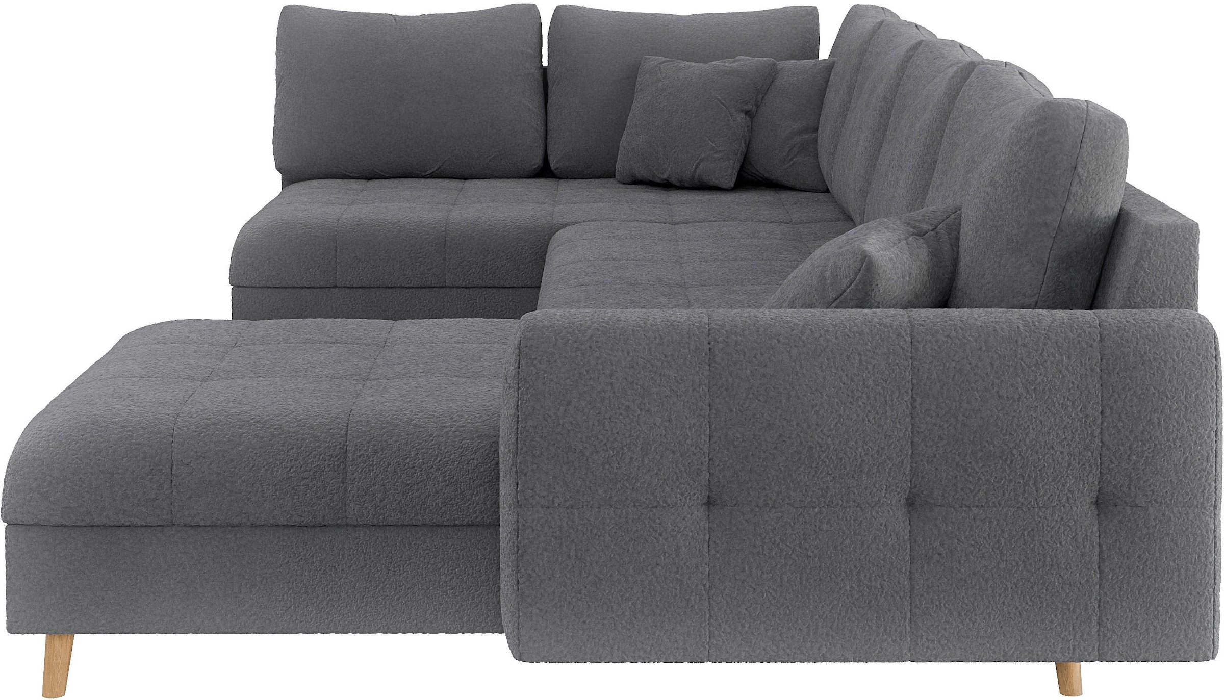 Home affaire Wohnlandschaft »CHARRE U-Form mit Ottomane, Maße B/T/H: 310/161/81 cm«, feine Steppung, lose Rücken- und Zierkissen, auch in Cord und Bouclé