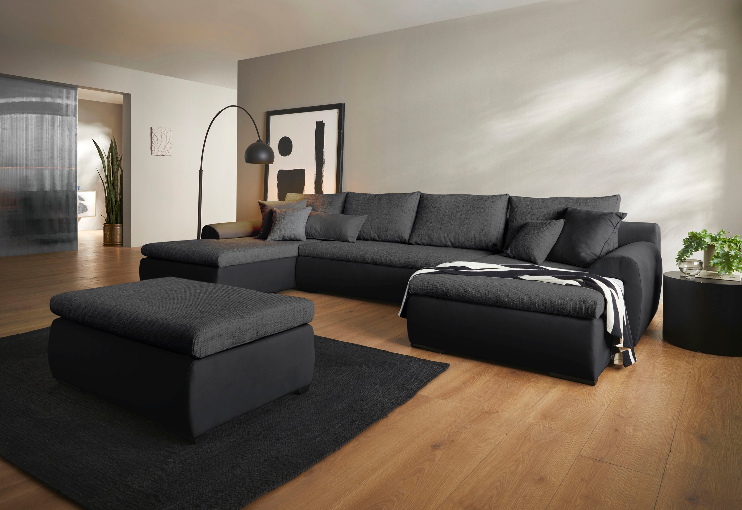 Home affaire Wohnlandschaft Win, wahlweise mit Bettfunktion und Bettkasten, Recamiere links oder rechts montierbar