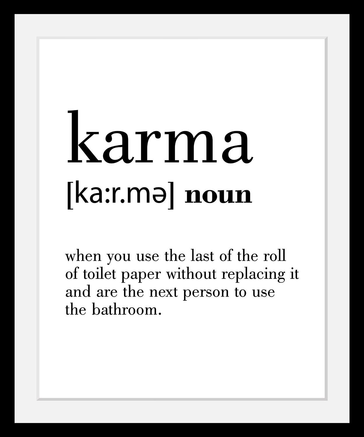 queence Bild »Karma«, Schwarz-Weiß-Schriftzug-Motivationsbilder, HD Premium Poster-Druck inkl....