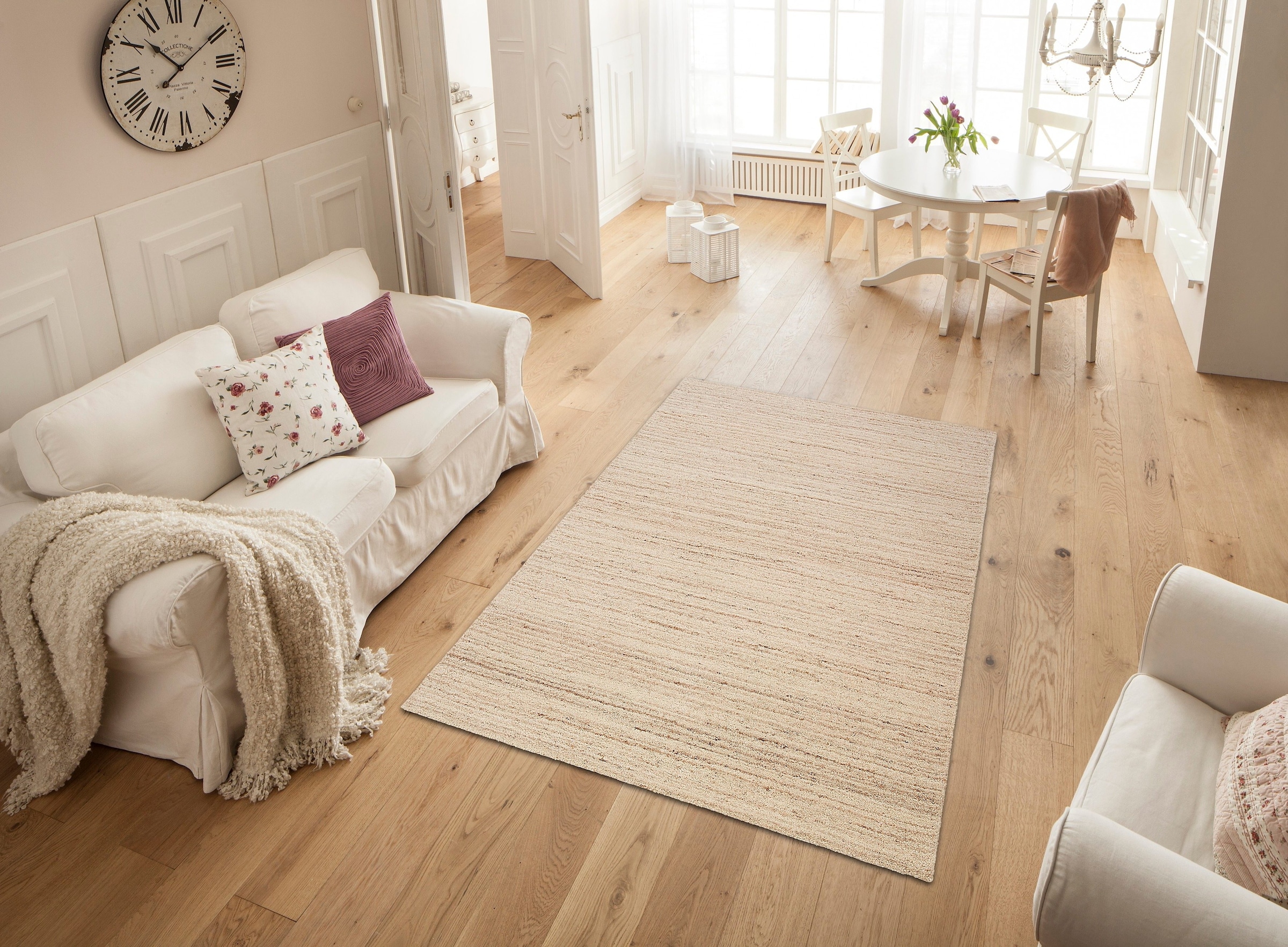 THEKO Wollteppich »Janne, Berber Teppich, Wolle, meliert, handgearbeitet«, rechteckig, 20 mm Höhe, handgetuftet, Wohnzimmer, Schlafzimmer, Esszimmer