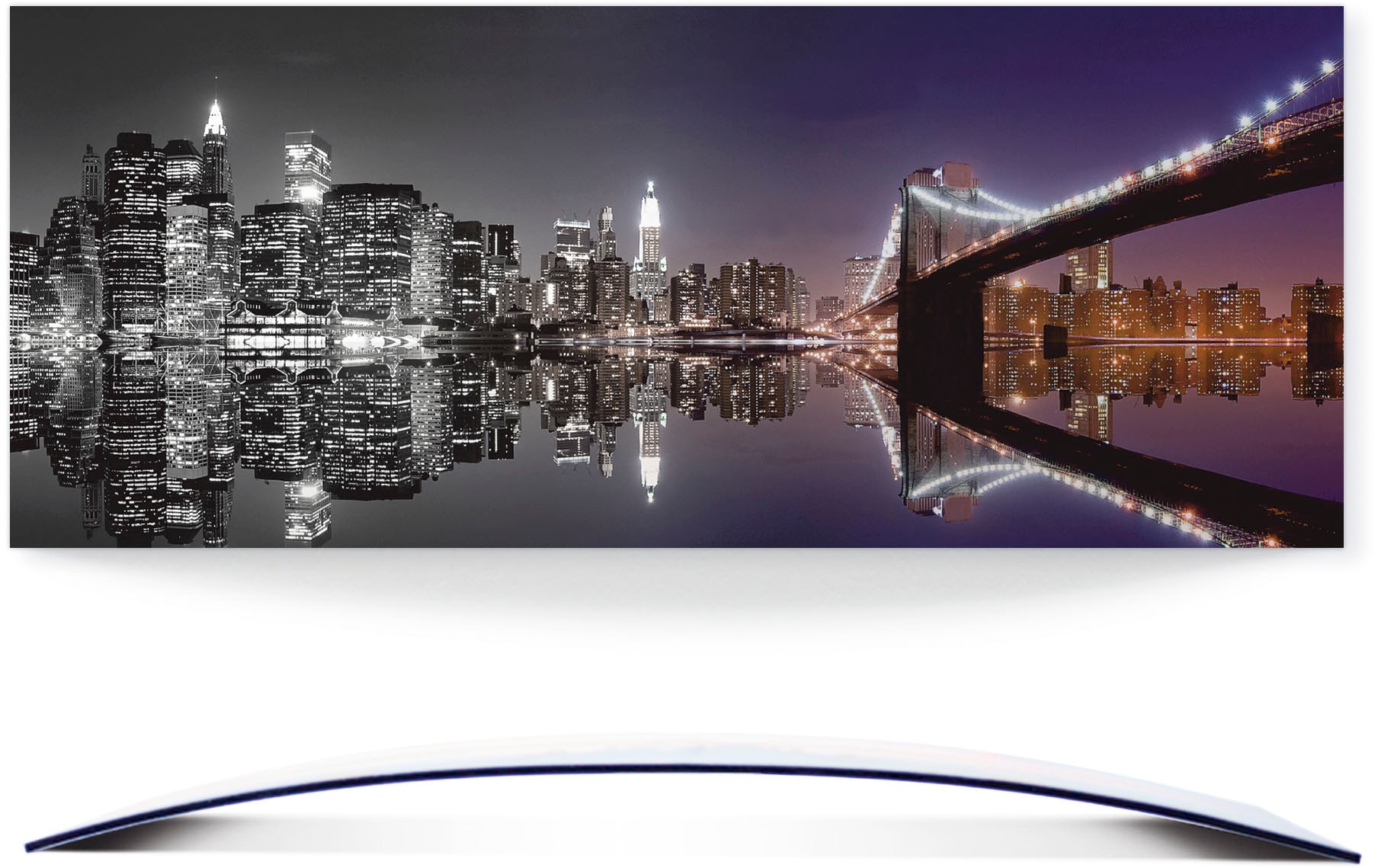 Artland Wandbild »New York Skyline nächtliche Reflektion«, Amerika, (1 St.),  3D Optik gebogen auf Raten bestellen