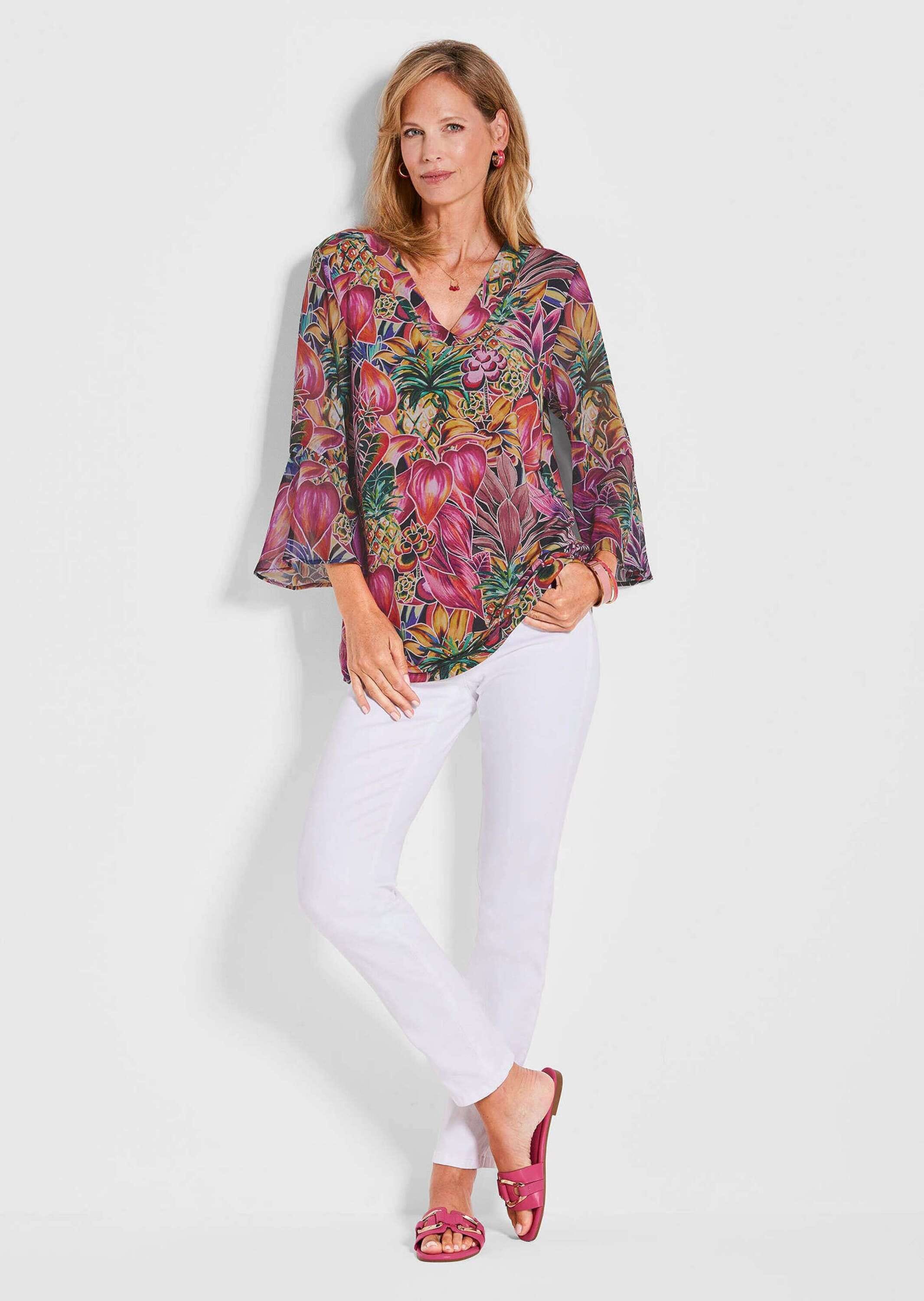 GOLDNER Schlupfbluse »Bunte Tunika mit floralem Print« Florales Muster