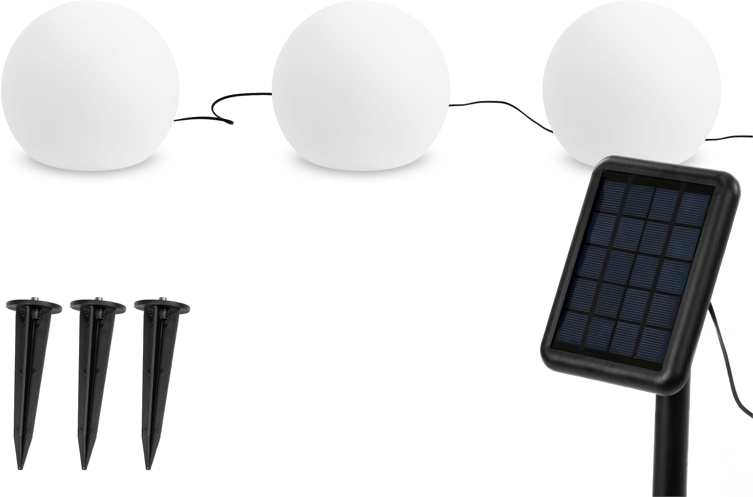 my home LED Solarleuchte »Orlaith, LED-Solar Kugelleuchten, 3er Set« LED-Modul 3 Stk. Warmweiß mit Erdspießen