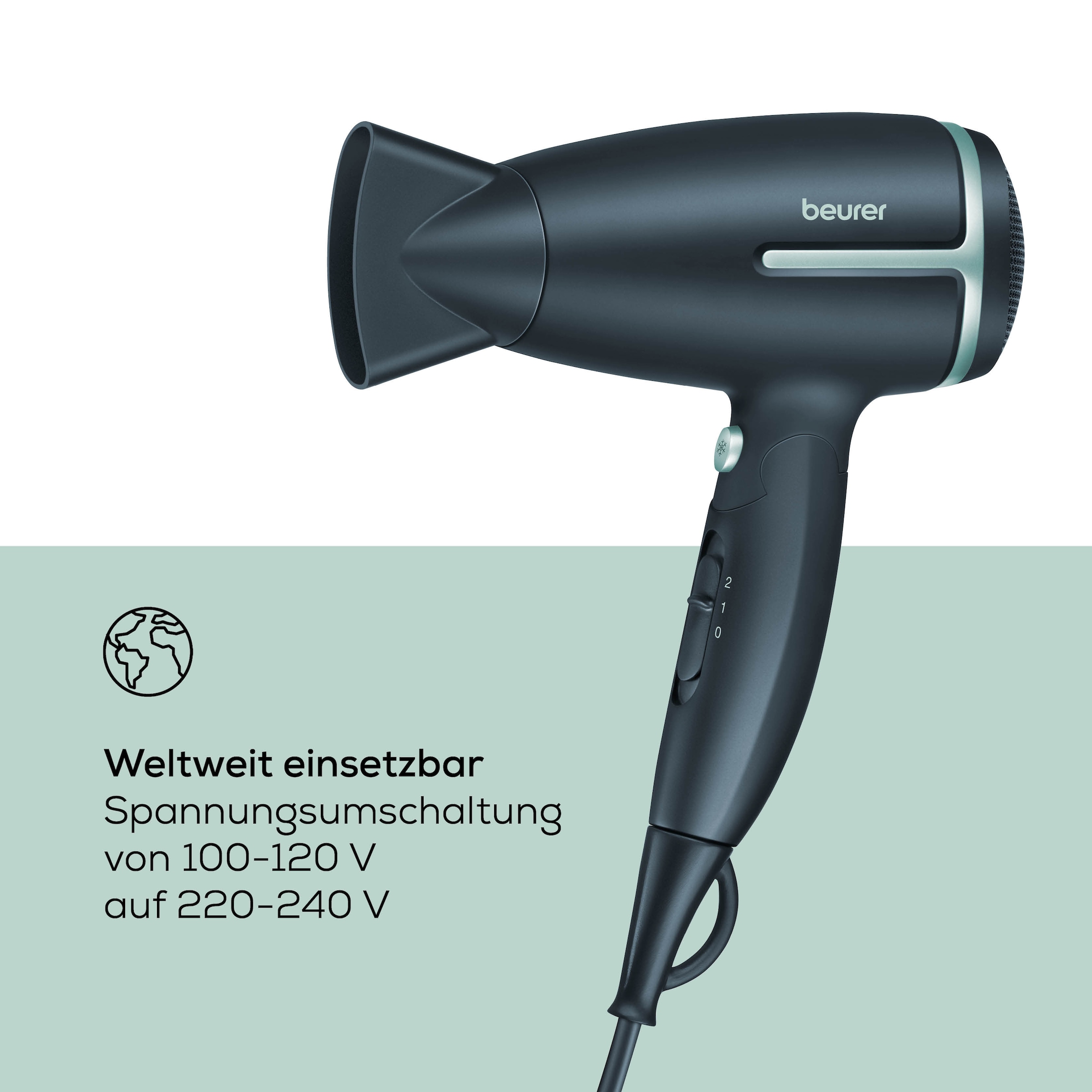 BEURER Reisehaartrockner »HC 25 Limited Edition 2026 mit Kaltluftstufe« 1.600 W Mit manuelle Spannungsumschaltung, zur weltweiten Nutzung geeignet