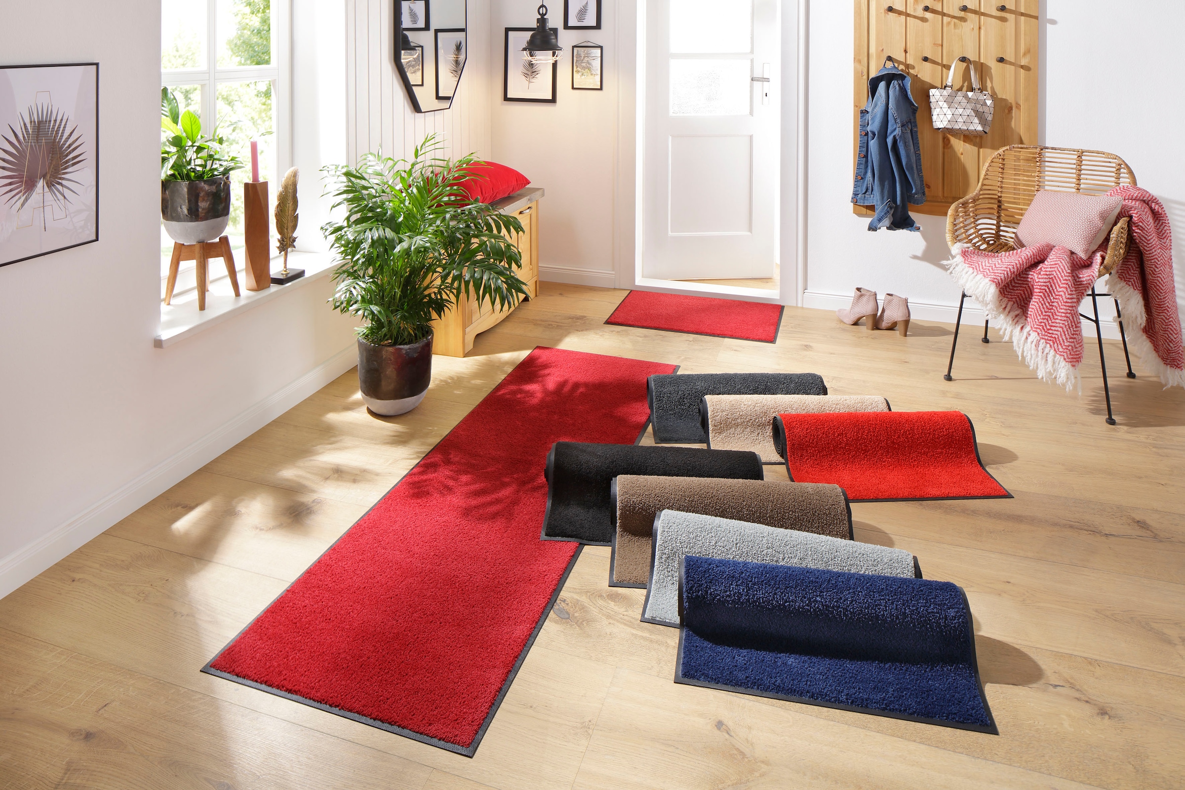 andas Fußmatte »Lavea«, rechteckig, Schmutzfangmatte, Uni-Farben, In- und Outdoor-Teppich, waschbar