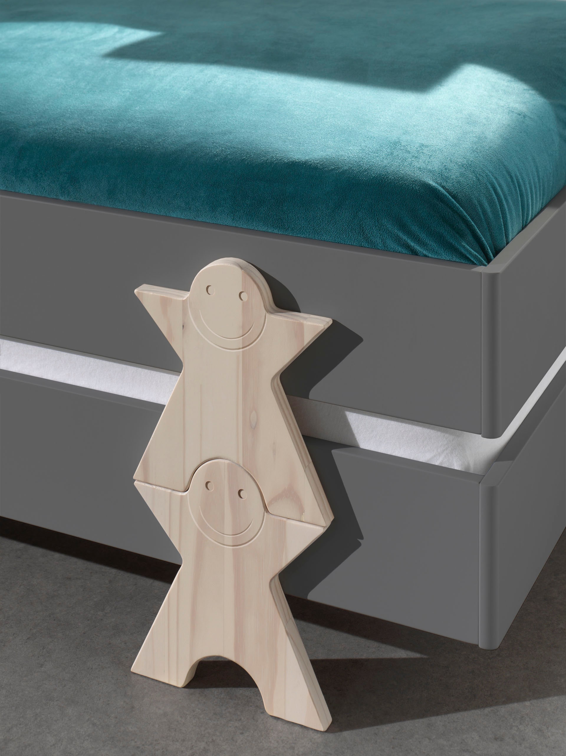 Vipack Kinderbett »Modulo, stapelbares Einzelbett, inkl. Rolllattenrost, 2 Farben«, (B/H/T ca. 203,6x93,8x48cm, Fuß Smile massiv, Bettseiten MDF lackiert), Liegefläche 90/200 cm, einzeln oder als 2-er Set erhältlich