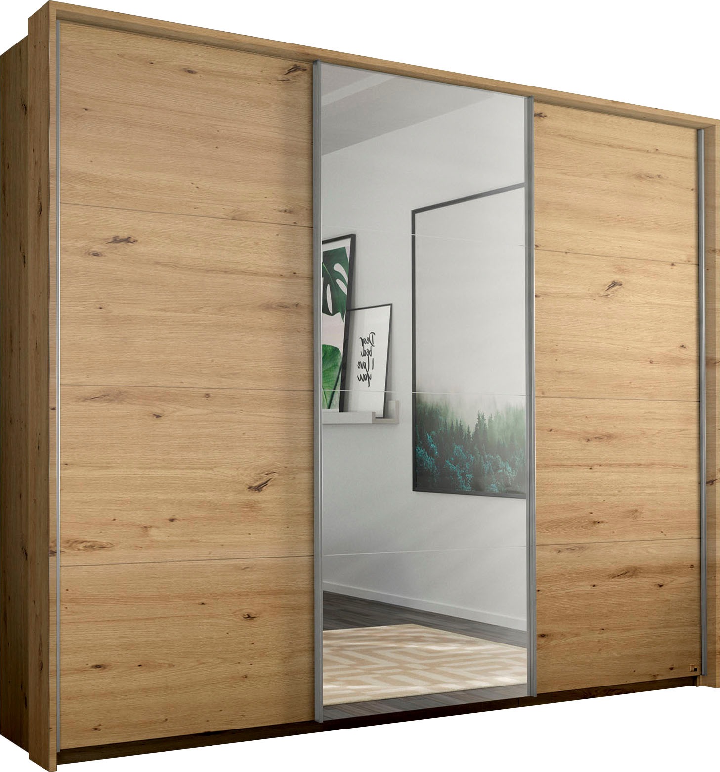 rauch Schwebetürenschrank »Kleiderschrank Schrank Garderobe Wäscheschrank TOMA mit Passepartout«, inkl. Regaleinsatz sowie zusätzlichen Einlegeböden MADE IN GERMANY