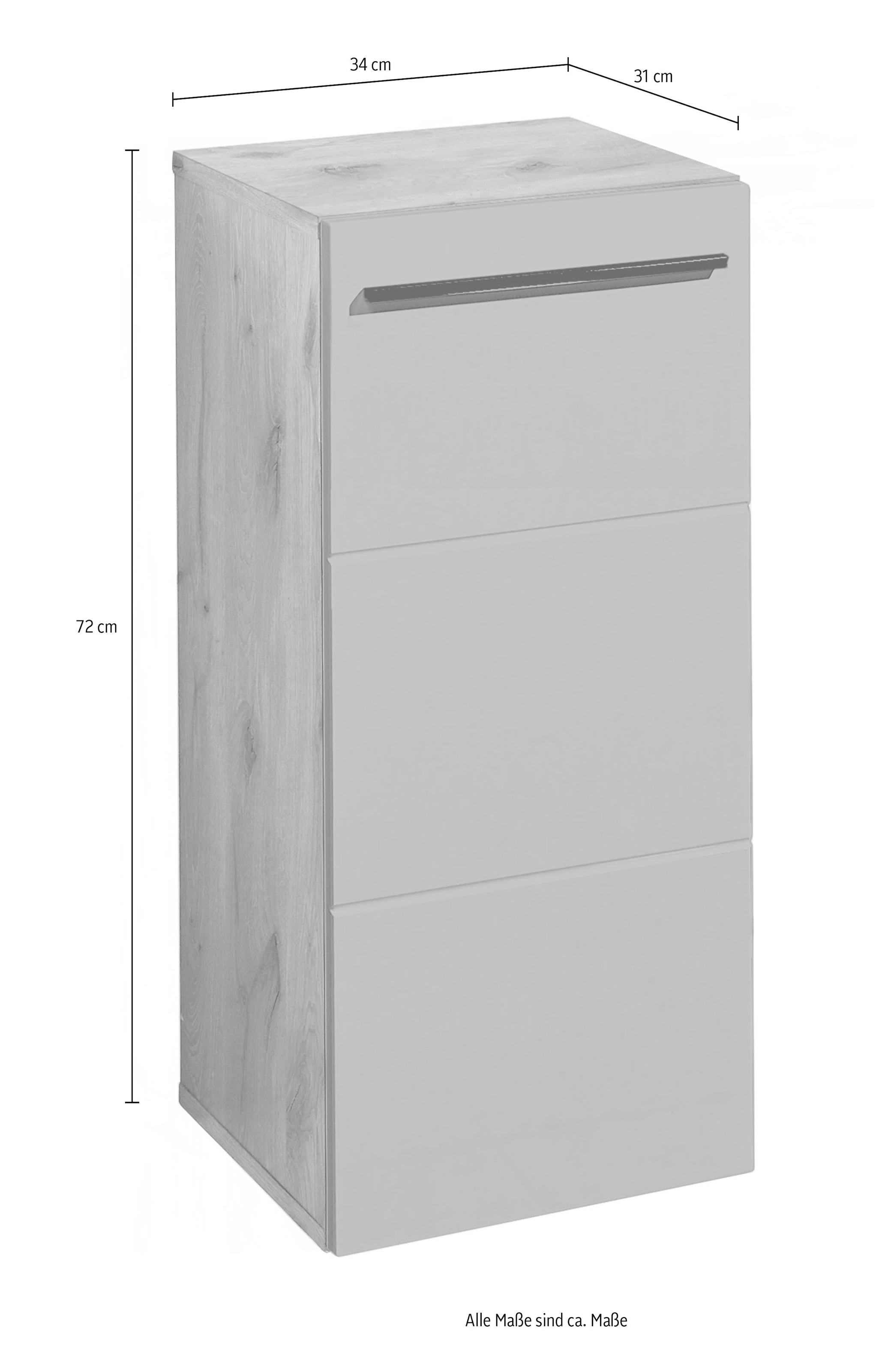 BASIC by Balculina Midischrank »Rom BxHxT 34x72x31 cm« 1 Stk. tlg. Breite 34cm, Kunststoffgriffe, Made in Europa