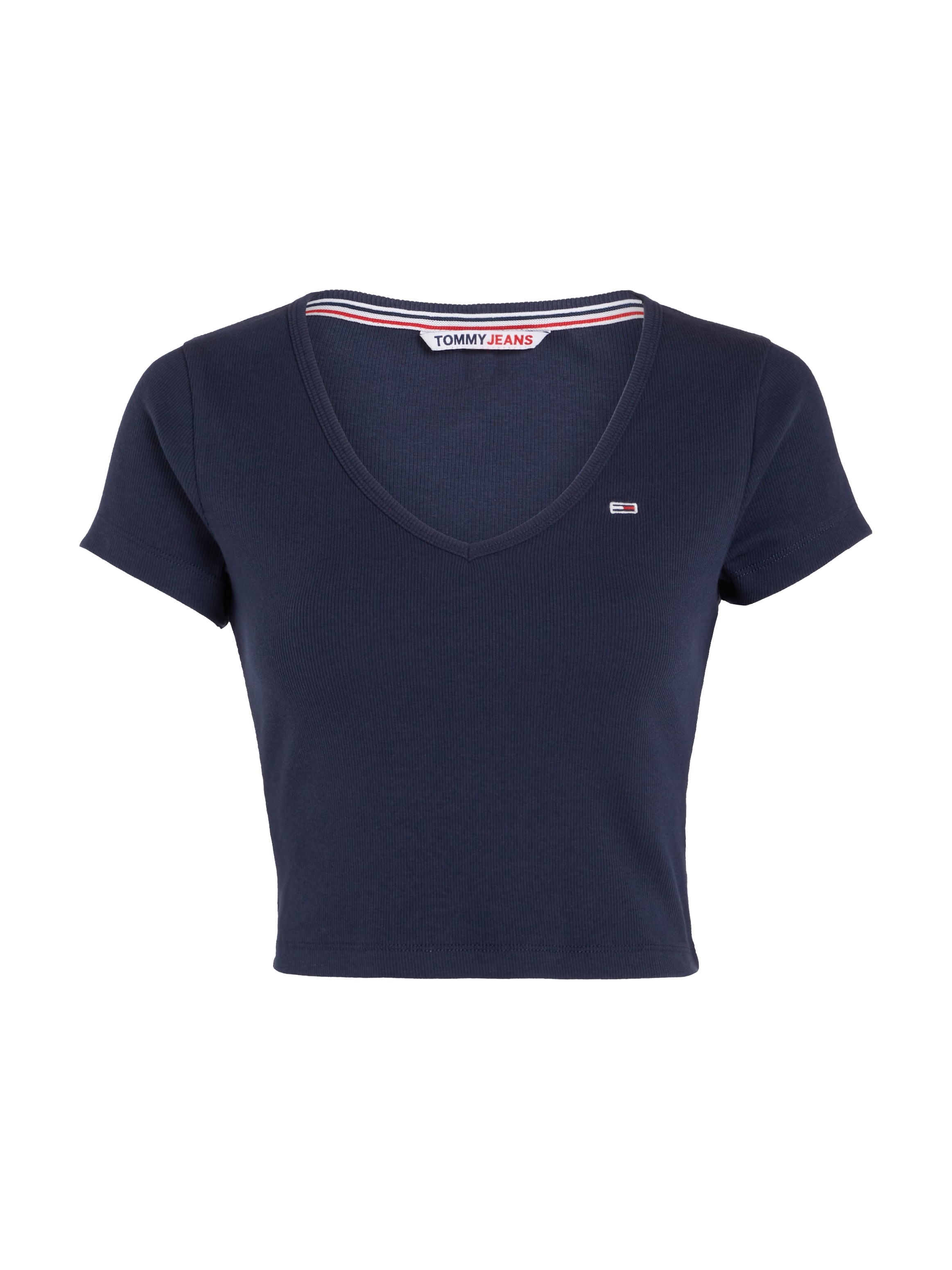 Tommy Jeans T-Shirt »TJW BBY CRP ESSENTIAL RIB V SS«, in Rippoptik