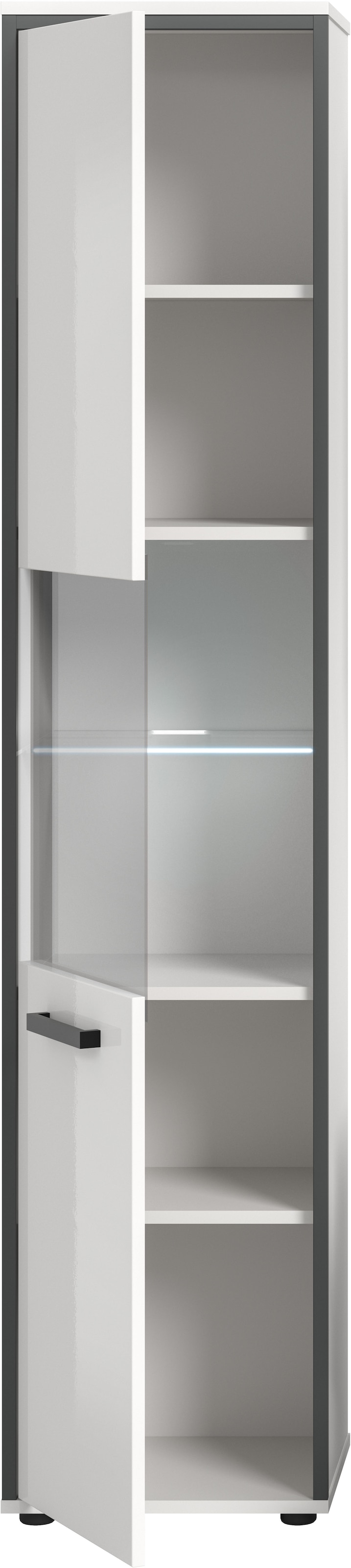 welltime Hochschrank »KAJO, hochglanz Front, inkl. Beleuchtung, Glastür, 6 Fächer« 2 Stk. tlg. Badschrank, Hochschrank, Bad, Badezimmer