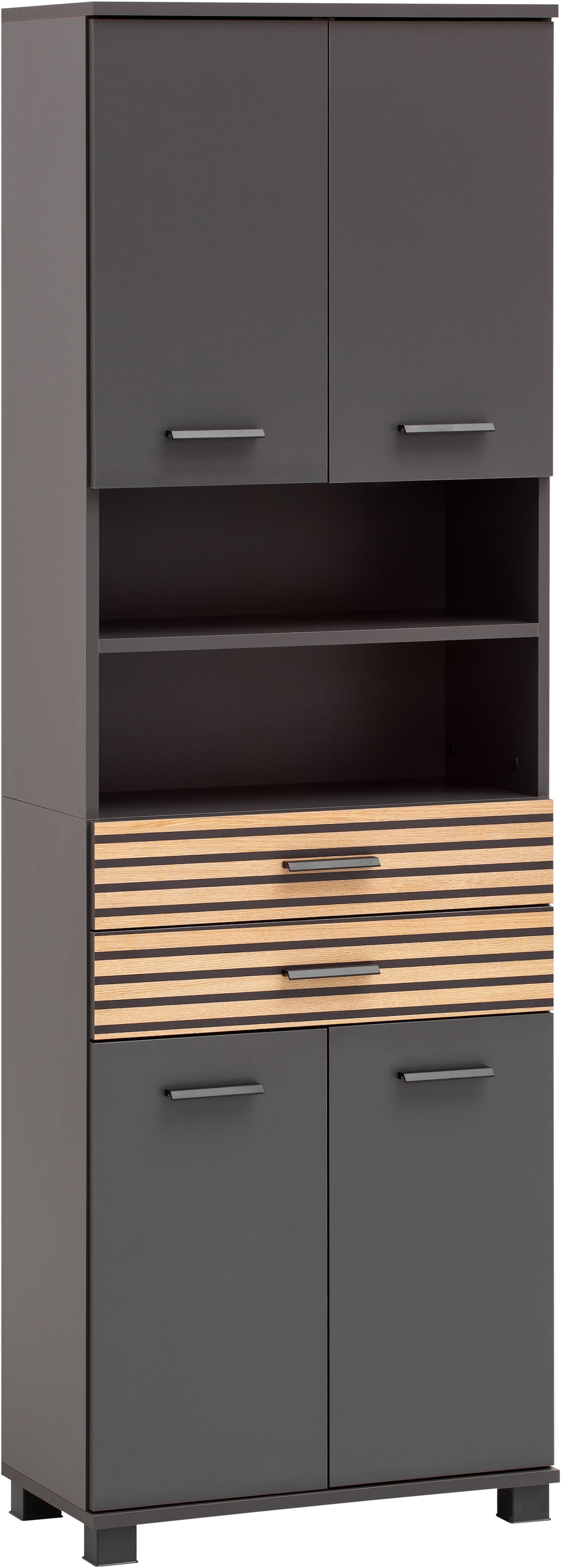 welltime, Hochschrank »Katta, Breite 59 cm« Schubladenfronten mit Akustikprint, anthrazit/Akustikprint, FSC -zertifizierter Holzwerkstoff, anthrazit -