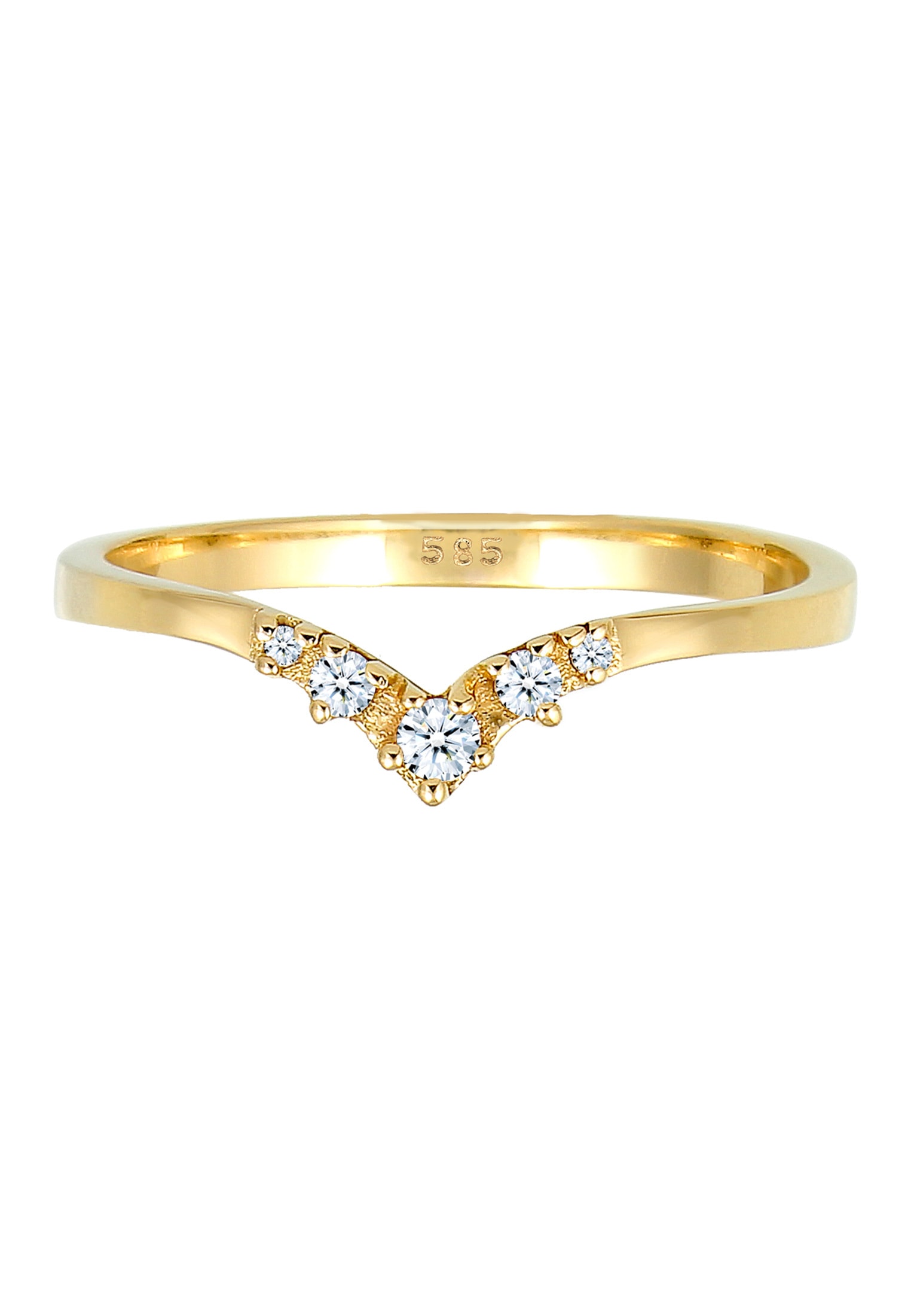 Elli DIAMONDS Verlobungsring »Ring V-Form Diamant (0.07 ct) 585 Gelbgold«