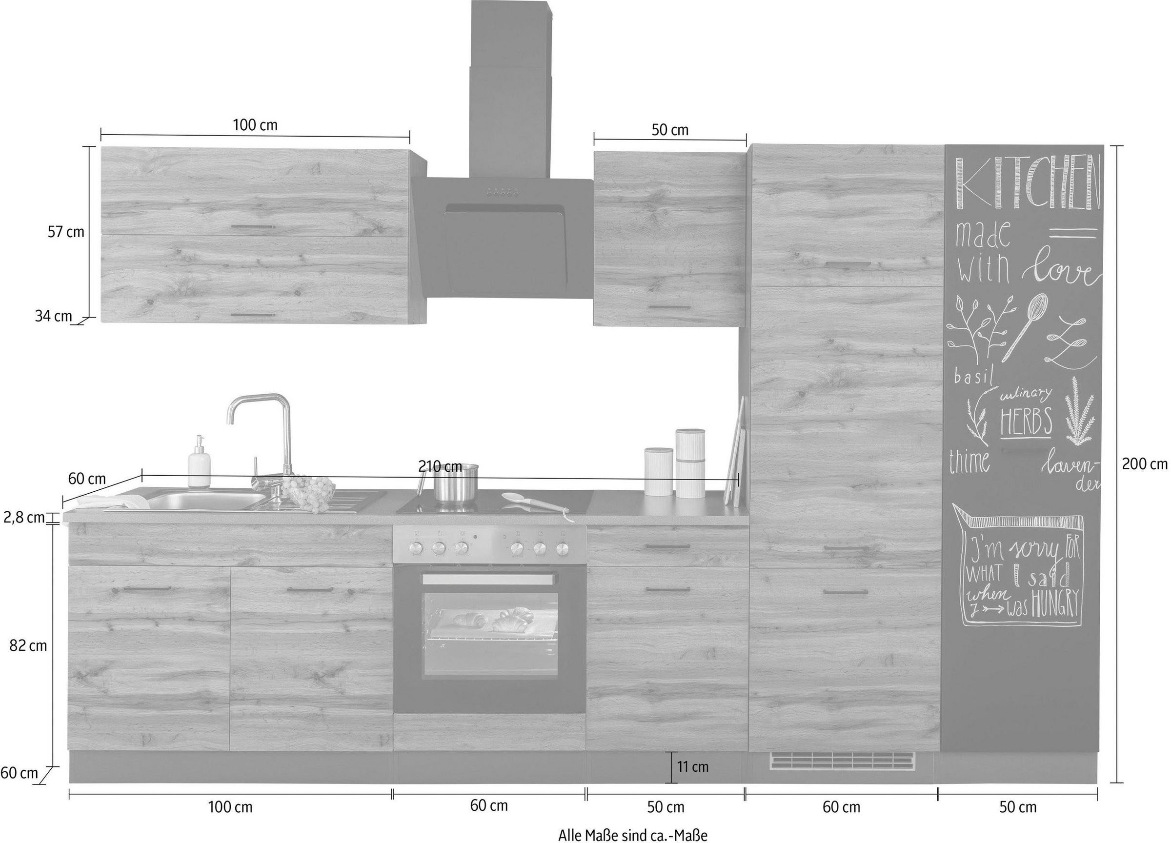 KOCHSTATION Küchenzeile »KS-Trier« ohne E-Geräte, Breite 320 cm
