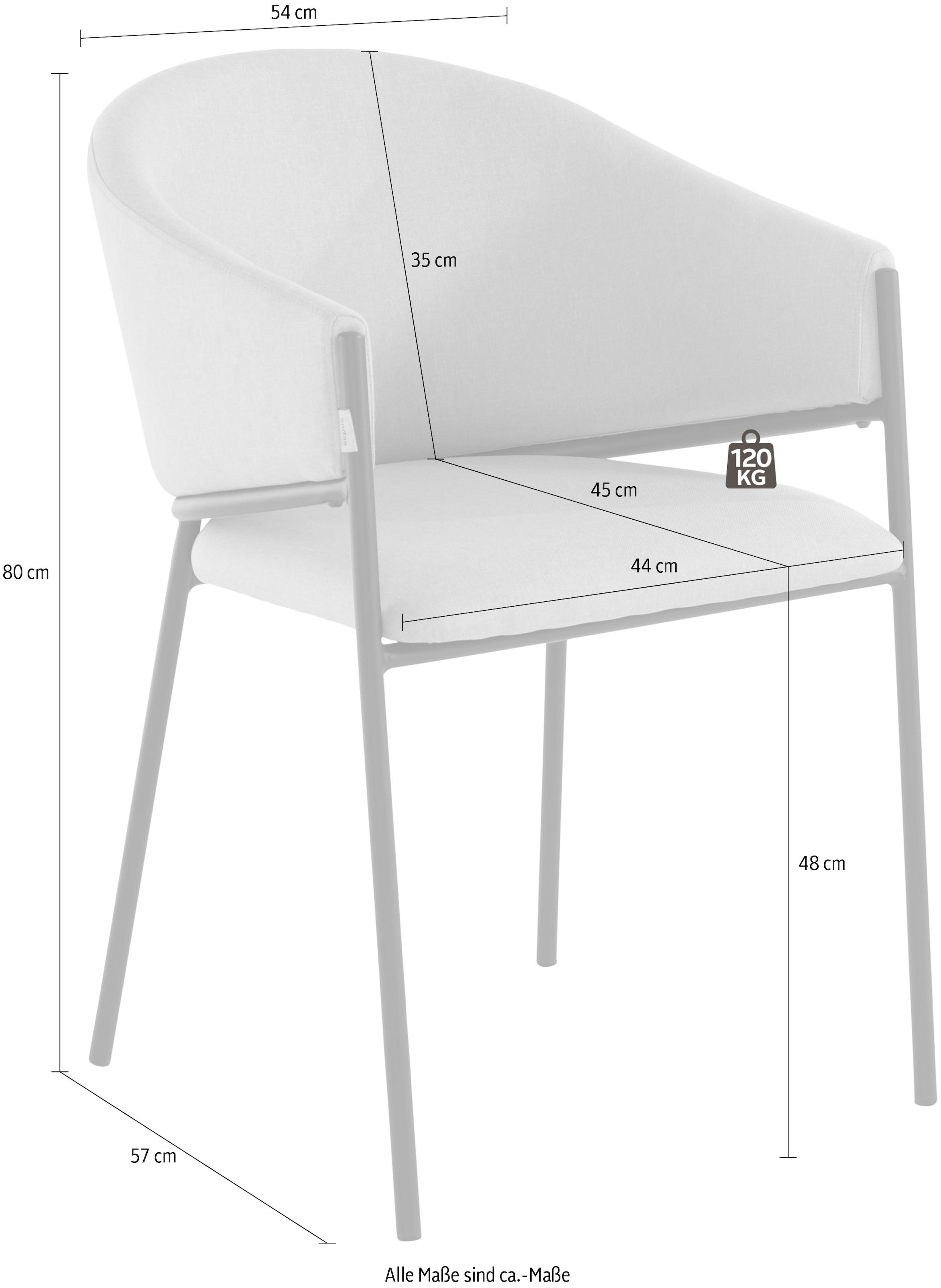 fein, Sitzhöhe Armlehnstuhl mit andas kaufen schwarzen Rechnung Webstoff »Jorun«, im St., 2er 48 cm Metallbeinen, Set, auf 2