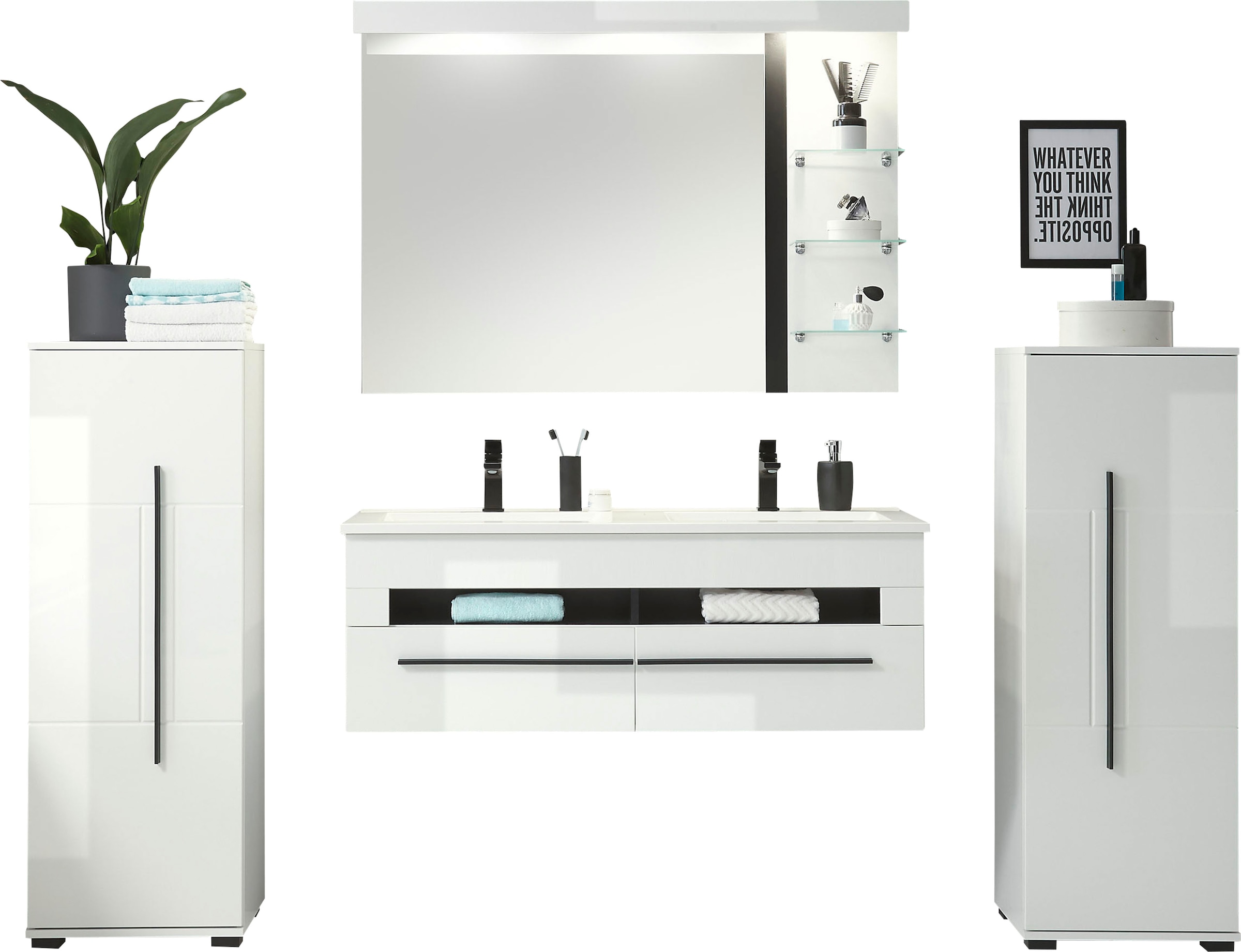 Home affaire Badmöbel-Set »Cantara, Bad im modernen Design, 4-teiliges Badezimmer« Set, 4 Stk. tlg.