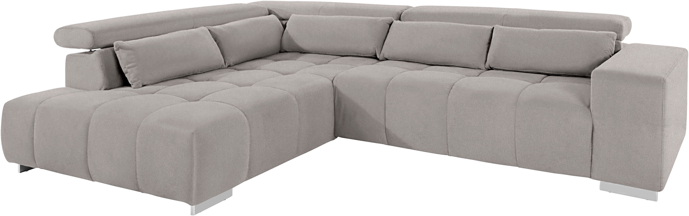 COTTA Ecksofa »Orion L-Form« mit Kopfteilverstellung & 5 Nierenkissen