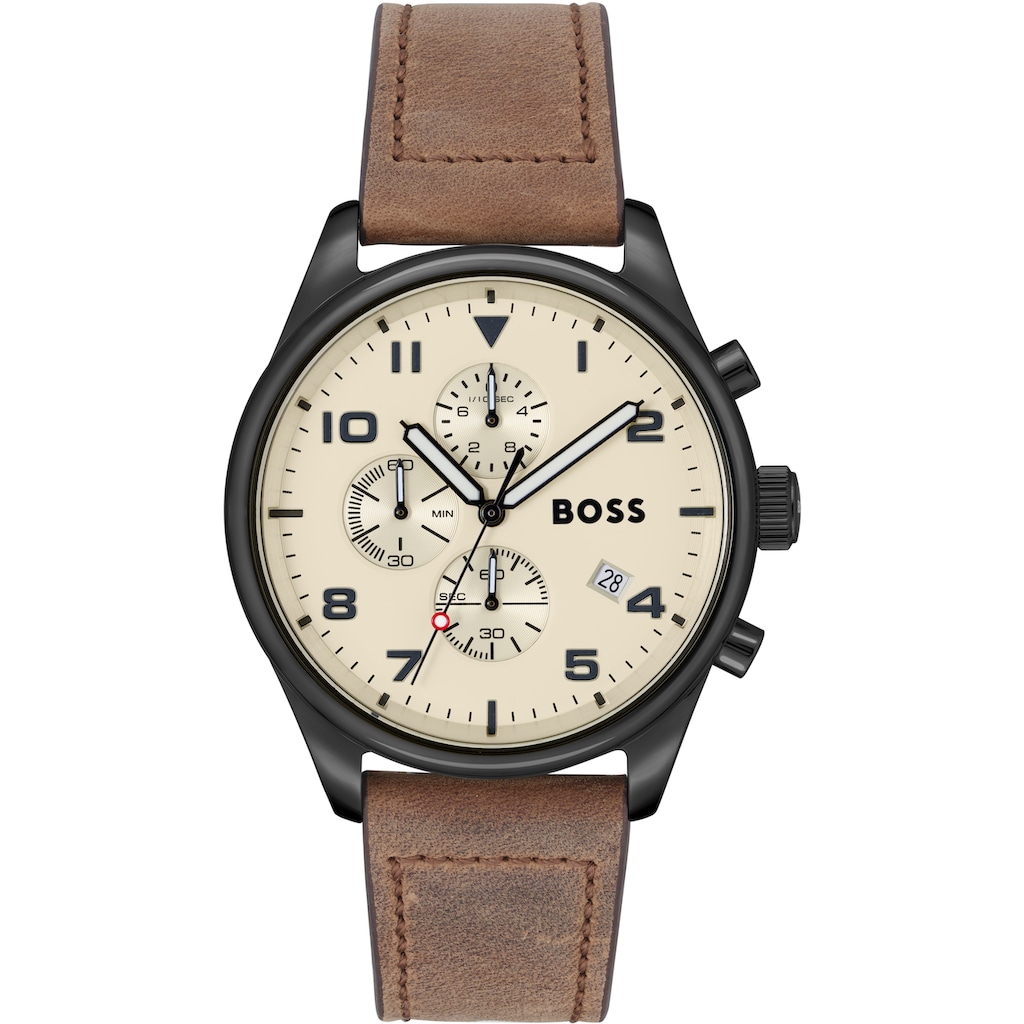 BOSS Chronograph »VIEW, 1513990«, Quarzuhr, Herrenuhr, Armbanduhr, Stoppfunktion, Datum