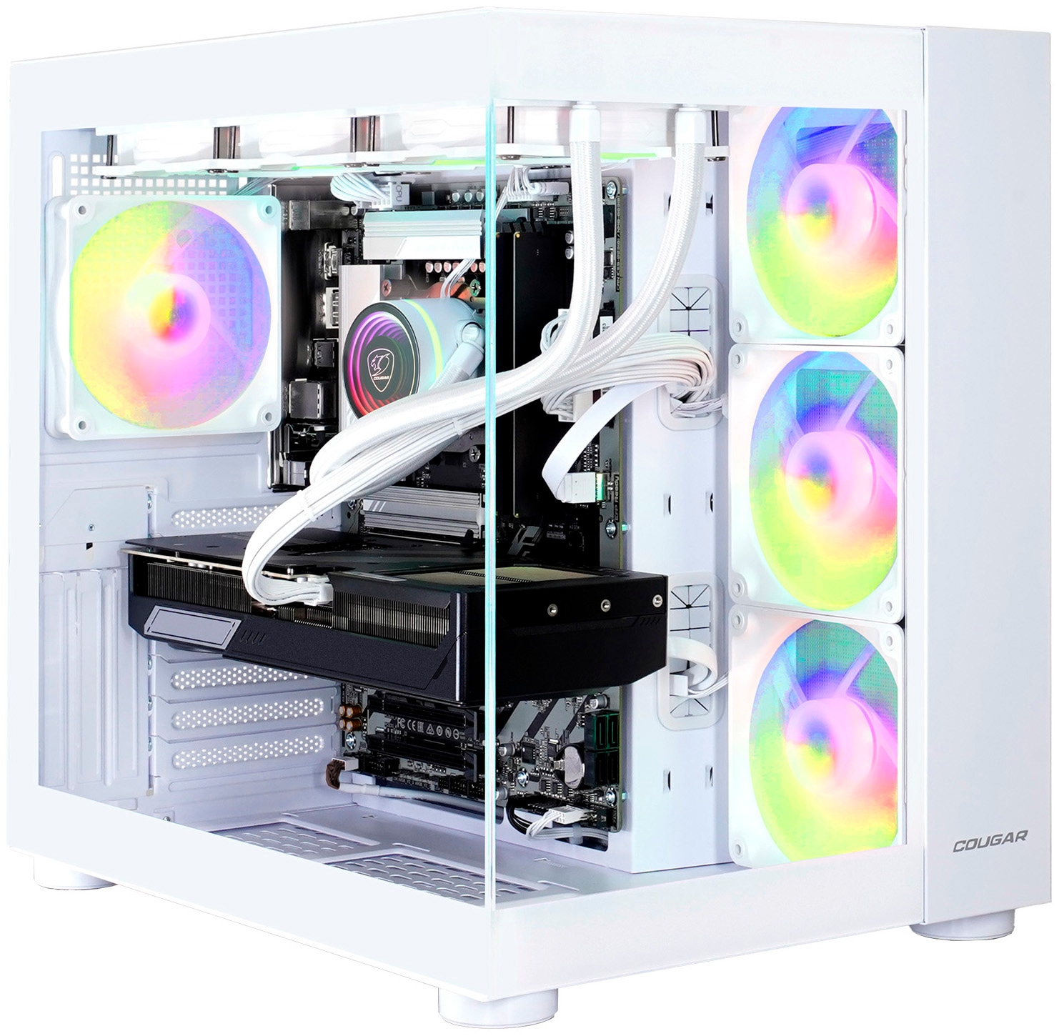 Cougar Gaming-PC-Komplettsystem »MegaDeal FV150 WT 2895 AMD Ryzen 7 9700X 32GB DDR5 1TB SSD RX 9070 XT« 34 ″ AMD Ryzen 7 Radeon RX 9070 XT 32 GB RAM 1.000 GB SSD Windows 11, DDR5 RAM+ MSI PRO MP341CQW LED-Monitor Curved 86,4 m (34")