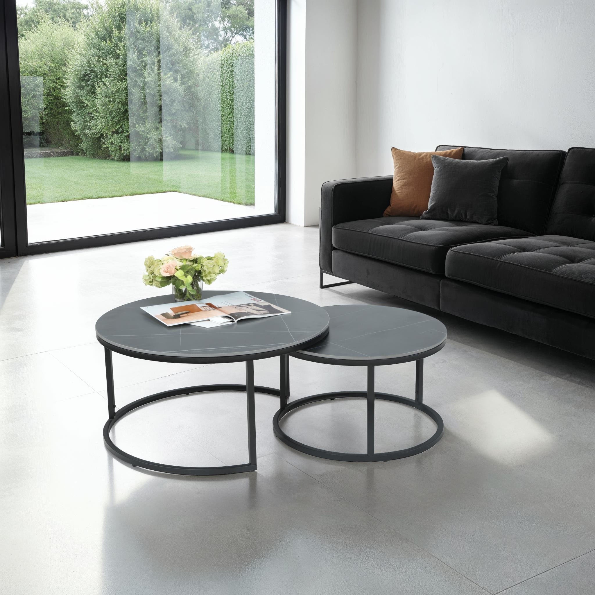 HELA Couchtisch »LUIS Topseller«, (Set, 2 St.), 2er Set, 12mm Sinterstein; Marmoroptik, Boho Wohnzimmertisch