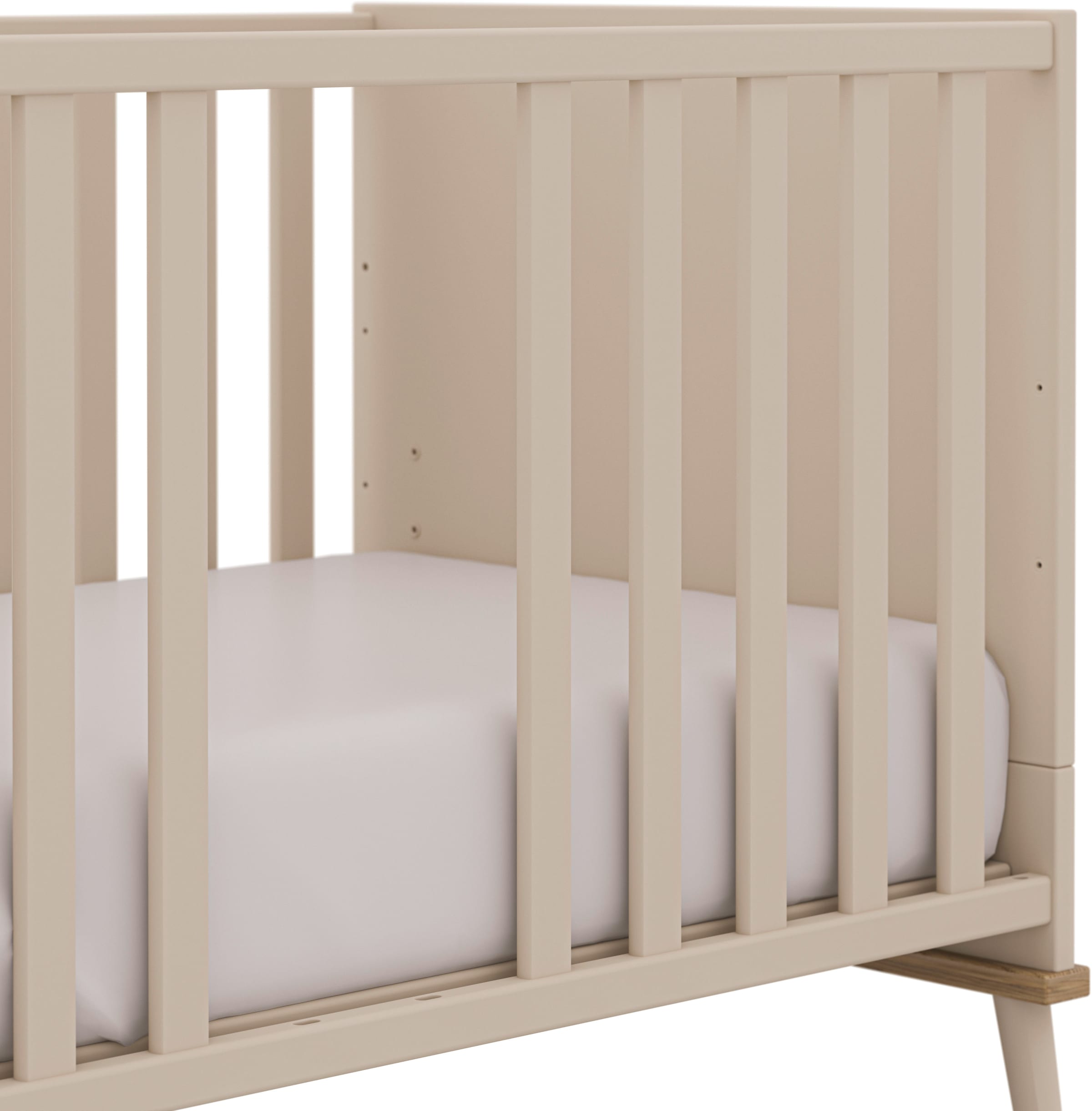 YUNY by PAIDI Babybett »HAZEL 70x140cm in Beige, umbaubares Kinderbett mit Massivholz« Gitterbett 4-fach höhenverstellbar, entnehmbare Sprossen, Juniorbett