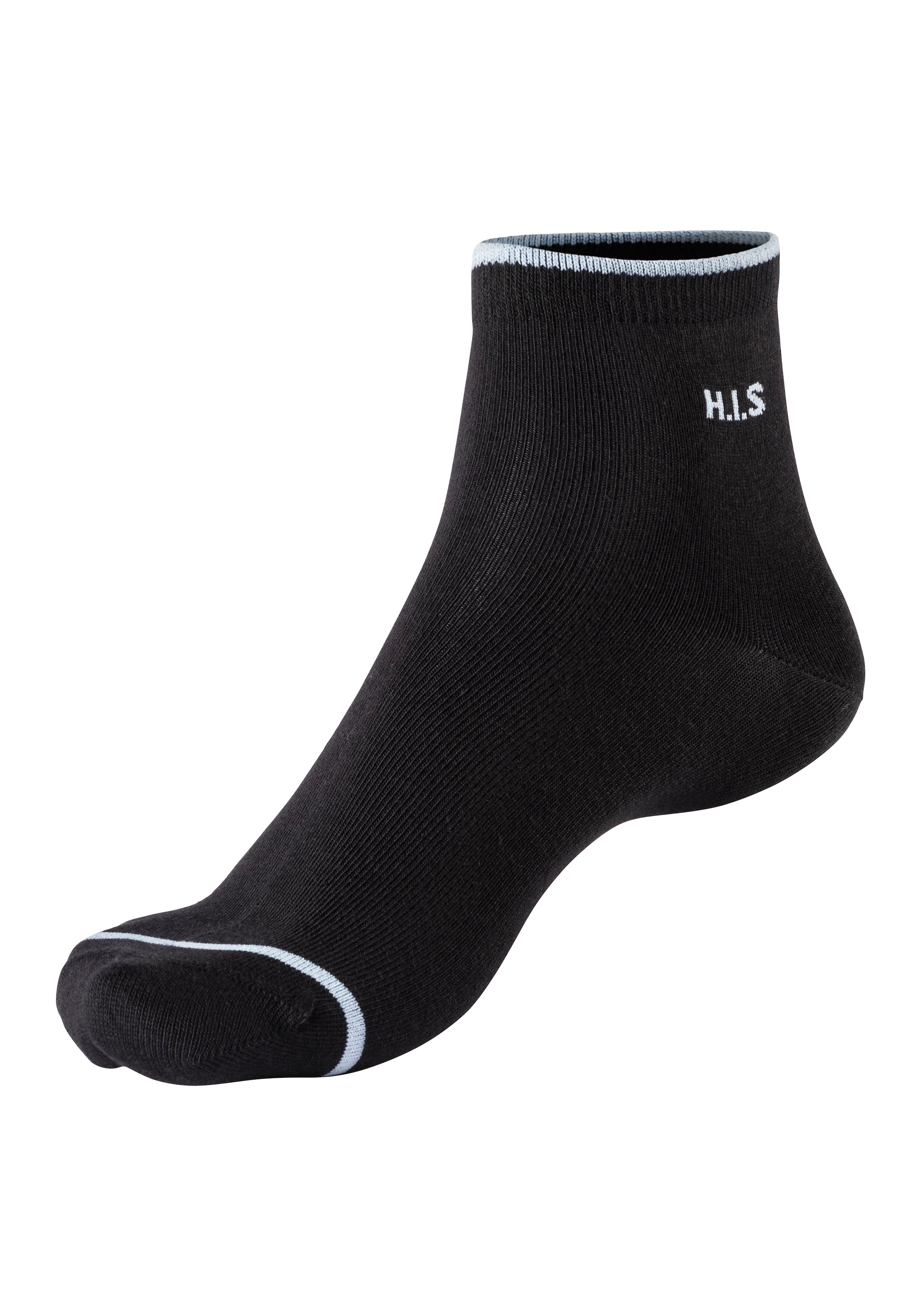 H.I.S Kurzsocken, (Packung, 7 Paar), mit farbigen Bündchen