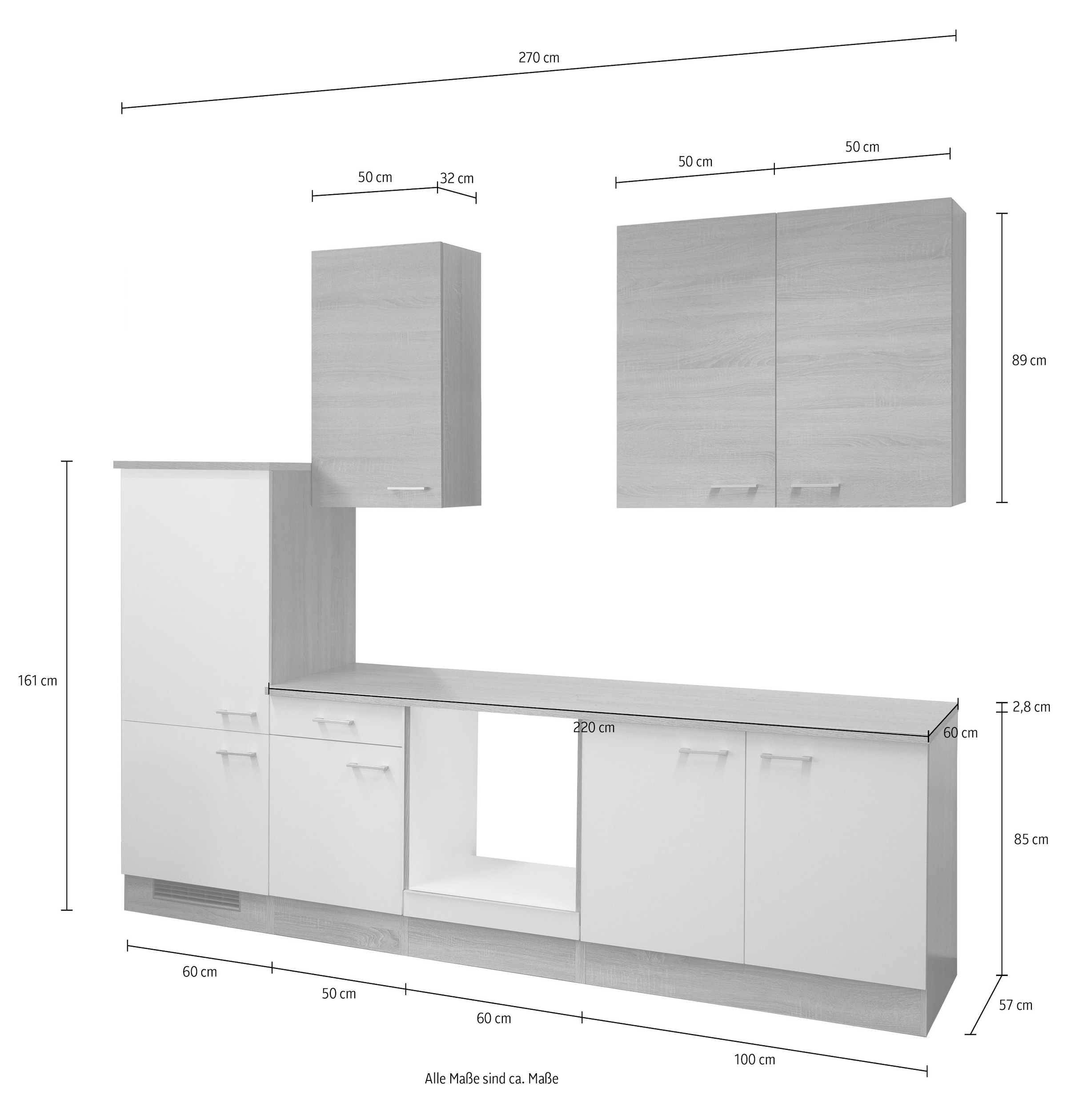 Flex-Well Küchenzeile »Samoa, ohne E-Geräte« L-270-2206-000-SAMOA,  Gesamtbreite 270 cm