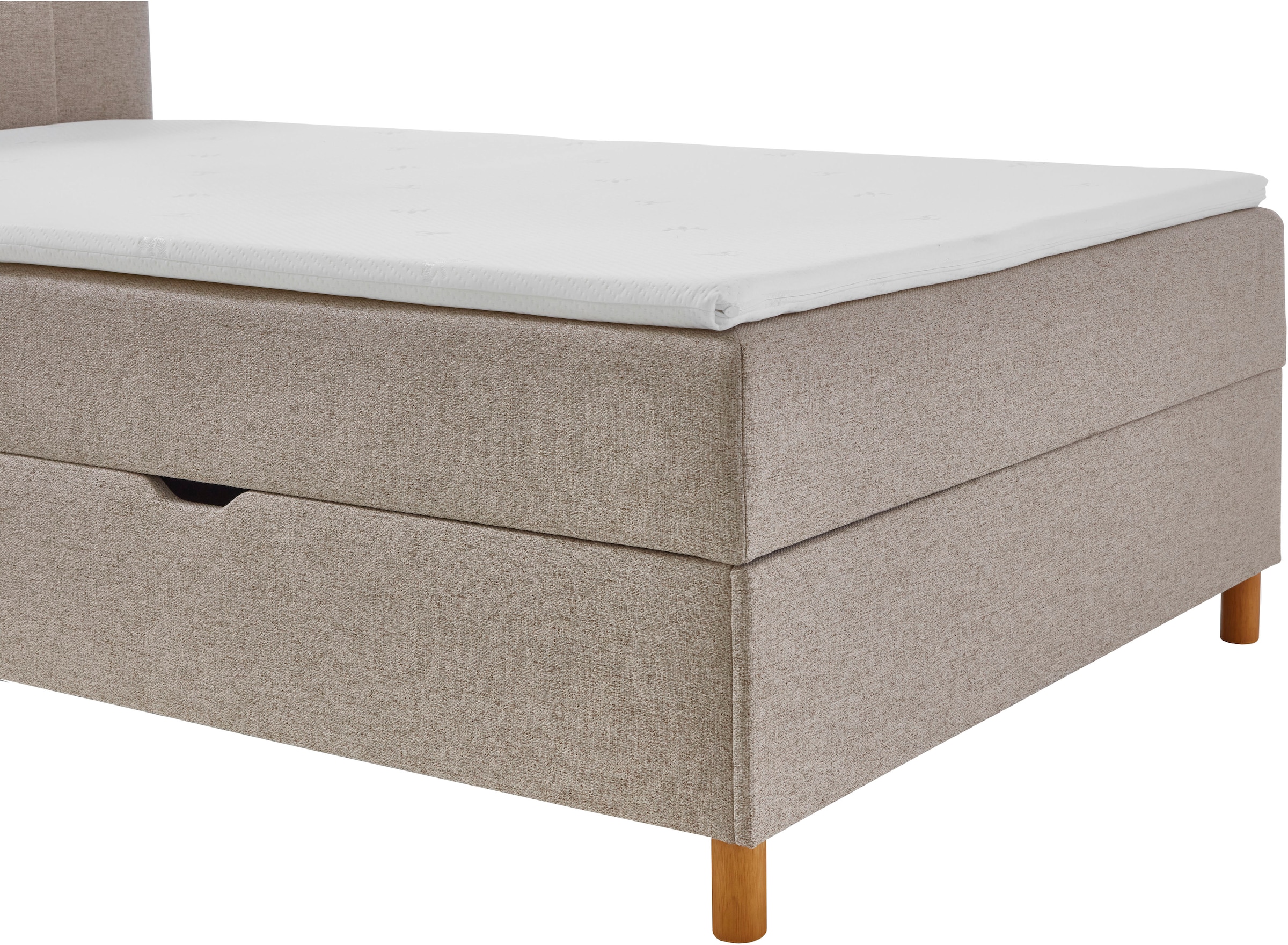 INOSIGN Boxbett »Escalon II, Boxbett mit Bettkasten, inklusive Topper«, Bett erhältlich in den Breiten 120x200cm und 180x200cm, mit Holzfüßen