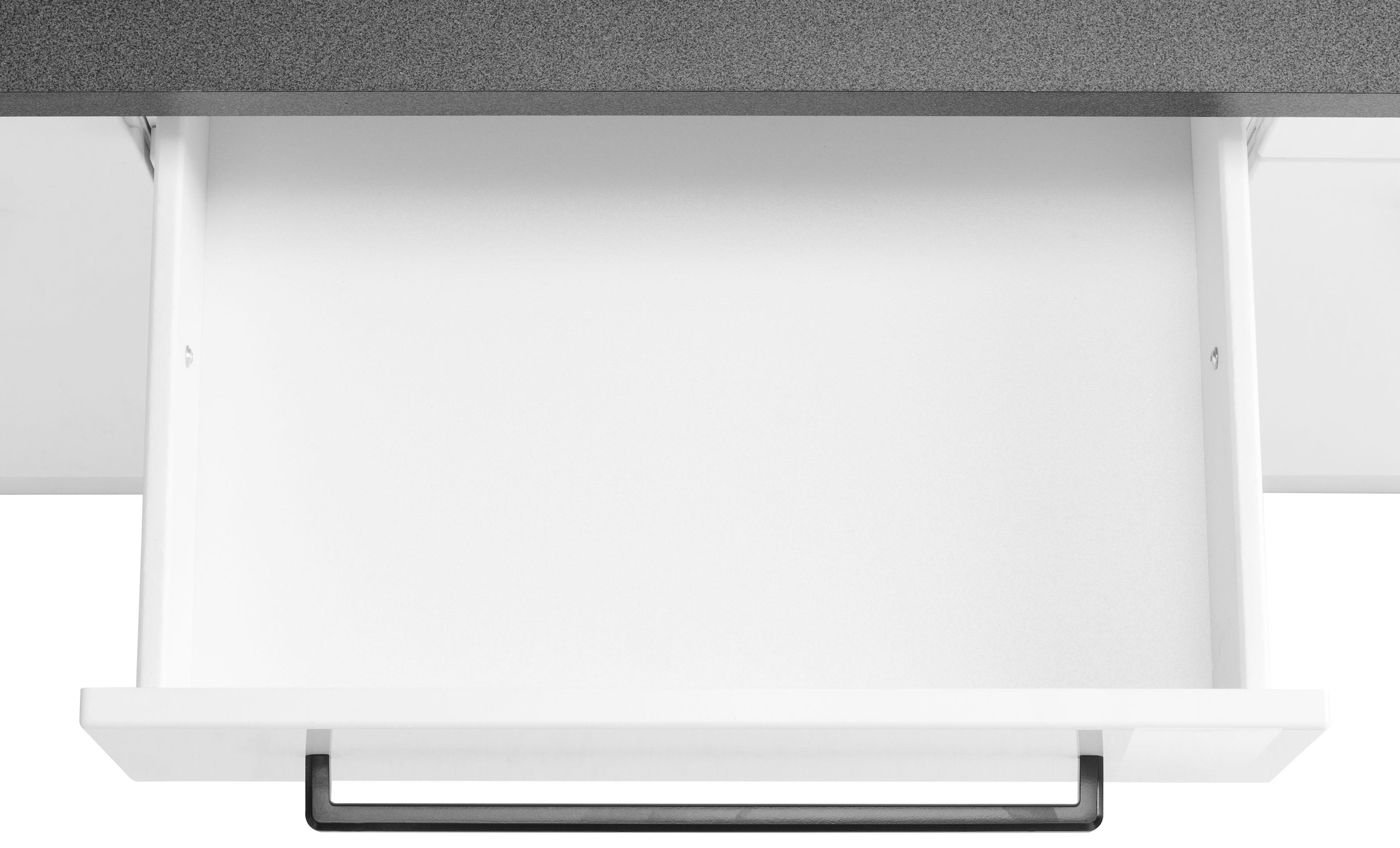 KOCHSTATION Unterschrank »KS-Tulsa«, 100 cm breit, 2 Schubkästen, 2 Türen, schwarzer Metallgriff, MDF Front