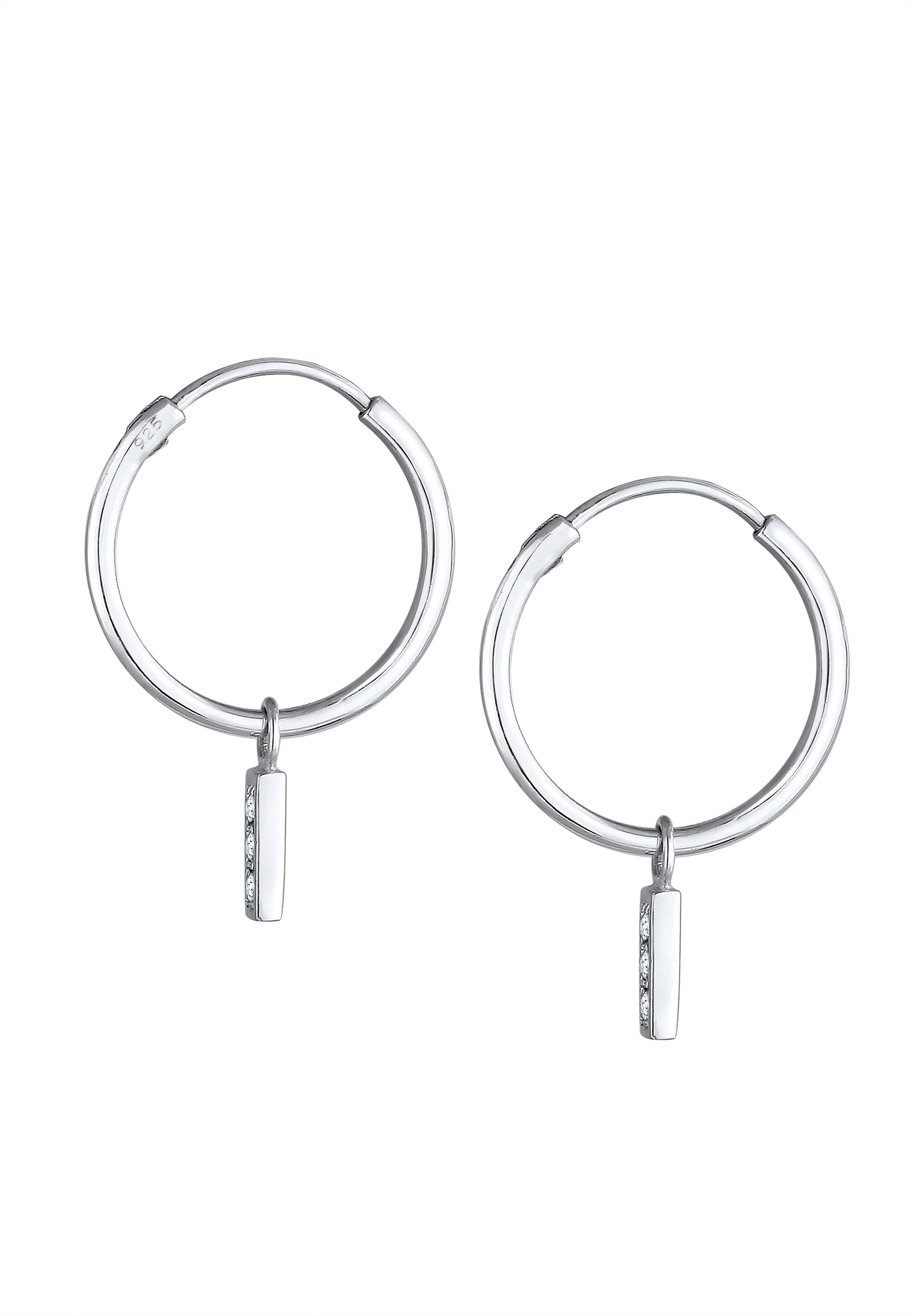 Elli Paar Creolen »Ohrringe Creolen Glas Kristalle Weiß 925 Sterling Silber«