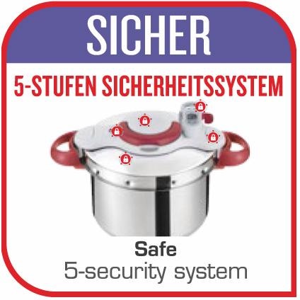 Tefal Schnellkochtopf »Clipso Minut' Perfect, bis max. 6 Liter, Ø ca. 22 cm«, Edelstahl, (1 tlg.), Dampfkochtopf aus Edelstahl, 6 l, alle Herdarten, Induktion