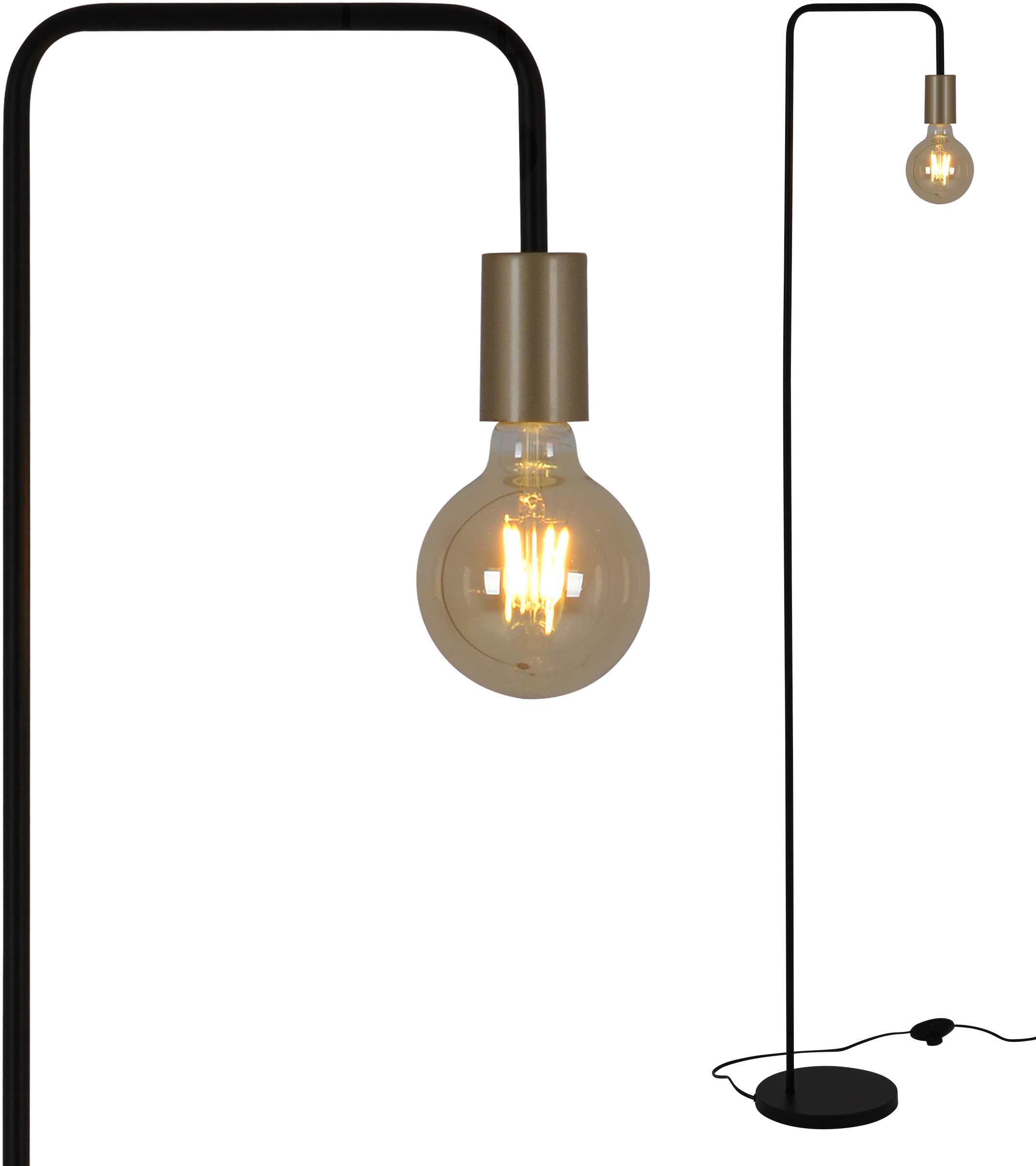 näve Stehlampe »Modo«, 1 flammig-flammig, E27 max. 40W, schwarz/gold,  Fußschlater, h: 150cm, b: 20,5cm online kaufen | mit 3 Jahren XXL Garantie