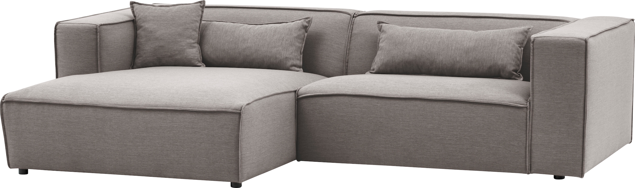 LeGer Home by Lena Gercke Ecksofa »PIARA mit Kedernaht, Cord, Leinenoptik o. Strukturstoff, Couch, L-Form«, wahlweise Ottomane rechts/links, schwarze Füße, bequemer Sitzkomfort