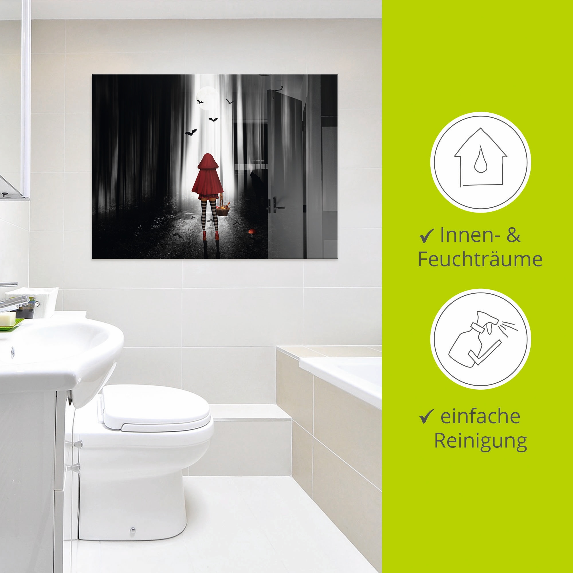 Artland Glasbild »Das Rotkäppchen auf High Heels« Dark Fantasy 1 Stk. tlg. in verschiedenen Größen