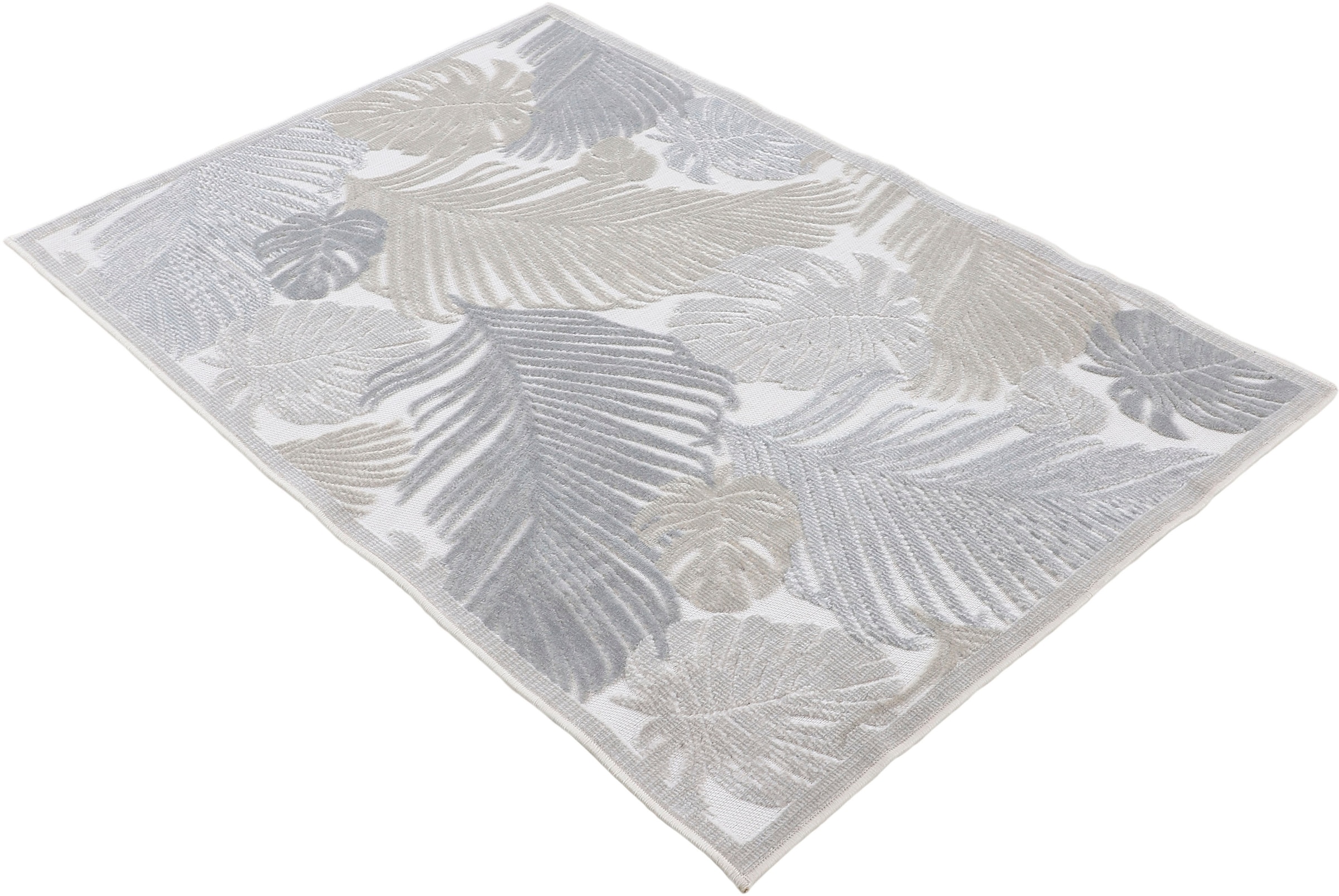 carpetfine Teppich »Deja 104«, rechteckig, robustes Flachgewebe, Motiv- Floral  Palmenblätter, Hoch-Tief Effekt online kaufen