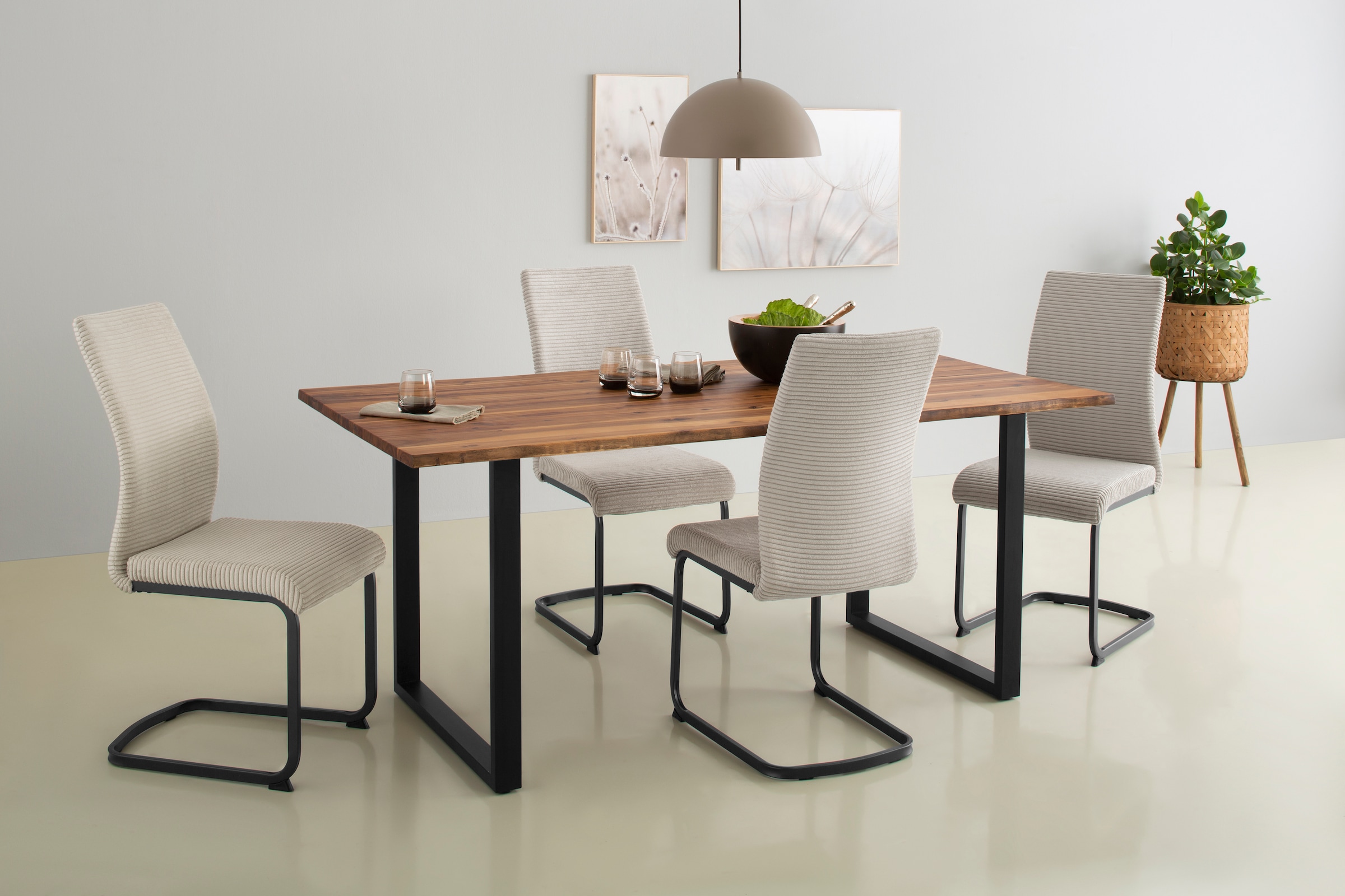 Home affaire Esszimmerstuhl »KATRIN II, Freischwinger«, (Set), 4 St., Bezug Cordstoff
