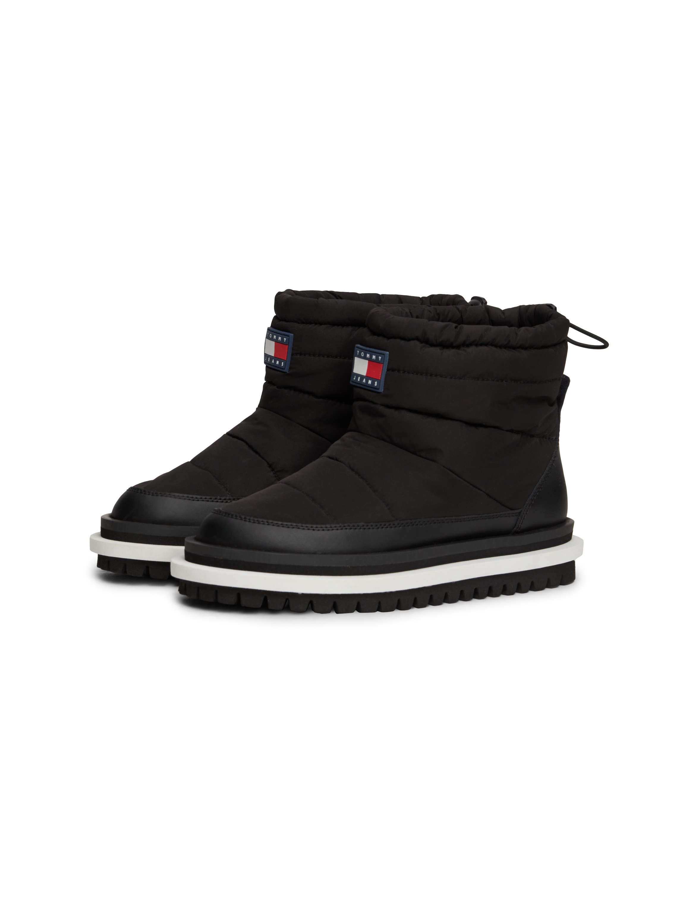 Tommy Jeans Winterboots »TJW PADDED FLAT BOOT WL«, Plateau, Snowboots, Kurzstiefel mit Schnellverschluss am Schaftrand